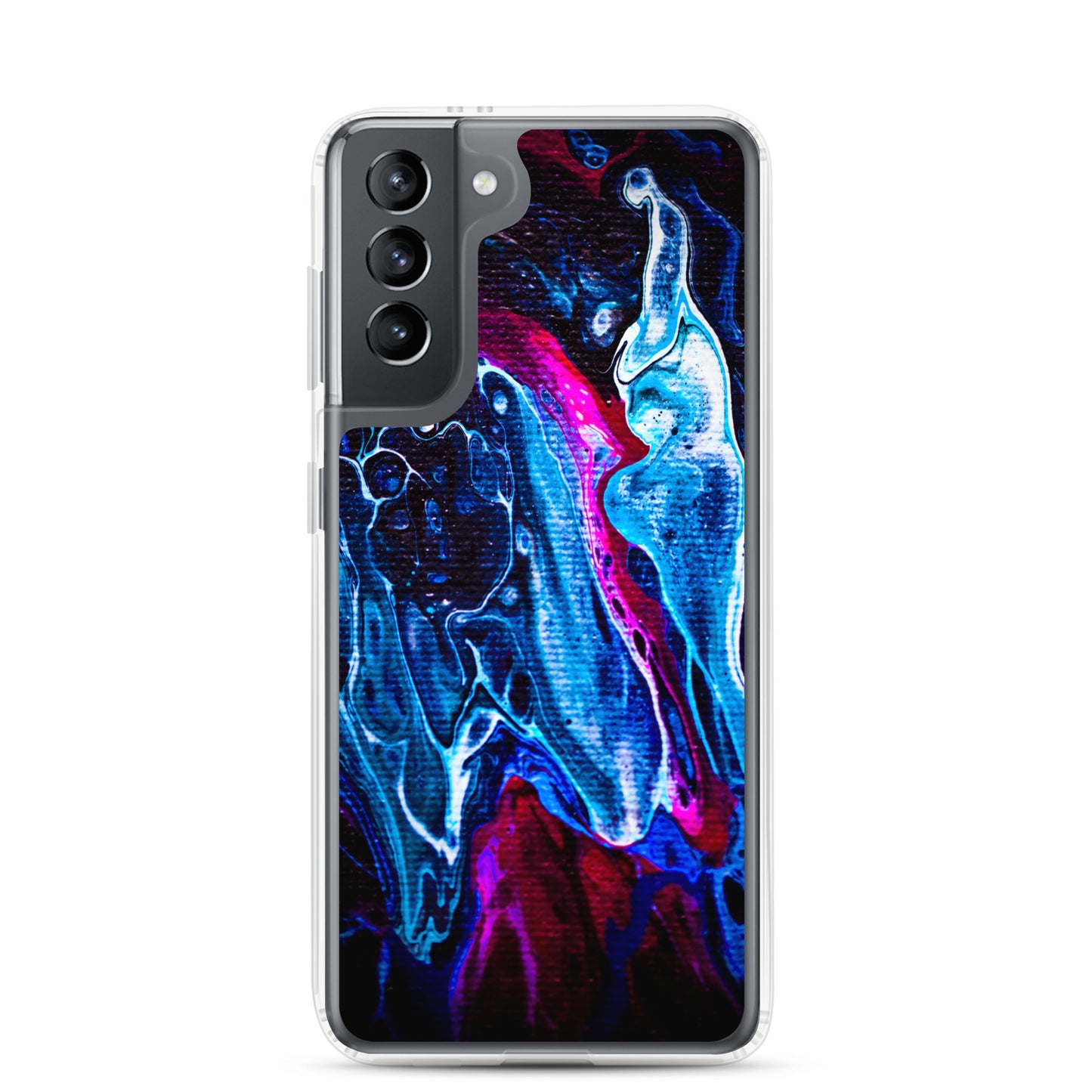 NightOwl Studio Custom Phone Case Compatible with Samsung Galaxy, Slim Cover for Wireless Charging, Drop and Scratch Resistant, Boho Art Colors, Blue Liquid