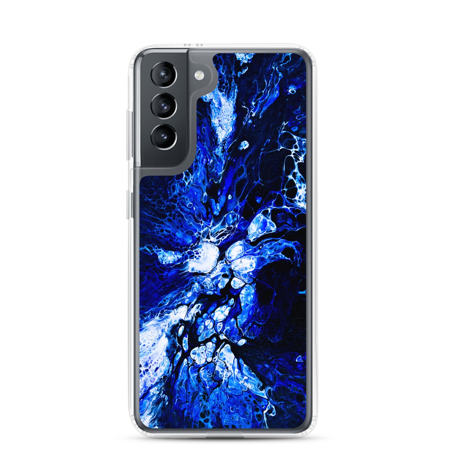 NightOwl Studio Custom Phone Case Compatible with Samsung Galaxy, Slim Cover for Wireless Charging, Drop and Scratch Resistant, Blue Burst