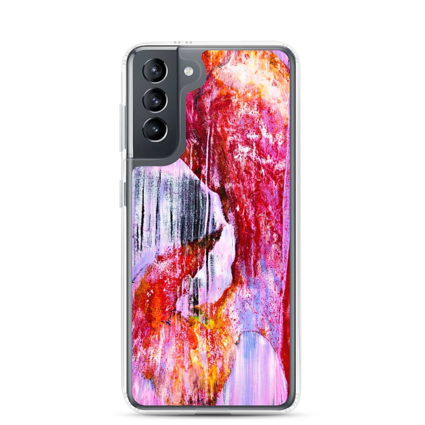 NightOwl Studio Custom Phone Case Compatible with Samsung Galaxy, Slim Cover for Wireless Charging, Drop and Scratch Resistant, Pink Rain