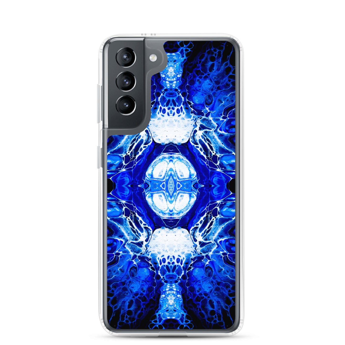 NightOwl Studio Custom Phone Case Compatible with Samsung Galaxy, Slim Cover for Wireless Charging, Drop and Scratch Resistant, Blue Nucleus