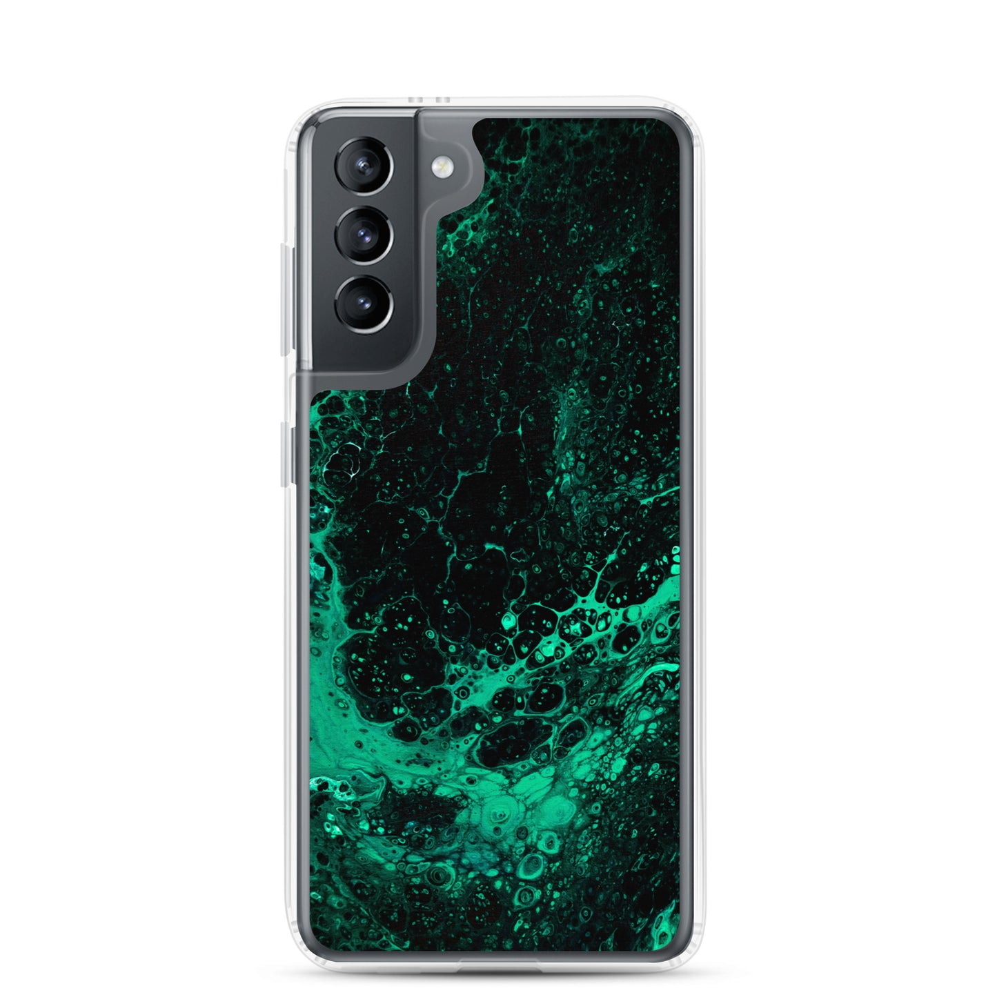 NightOwl Studio Custom Phone Case Compatible with Samsung Galaxy, Slim Cover for Wireless Charging, Drop and Scratch Resistant, Green Tide