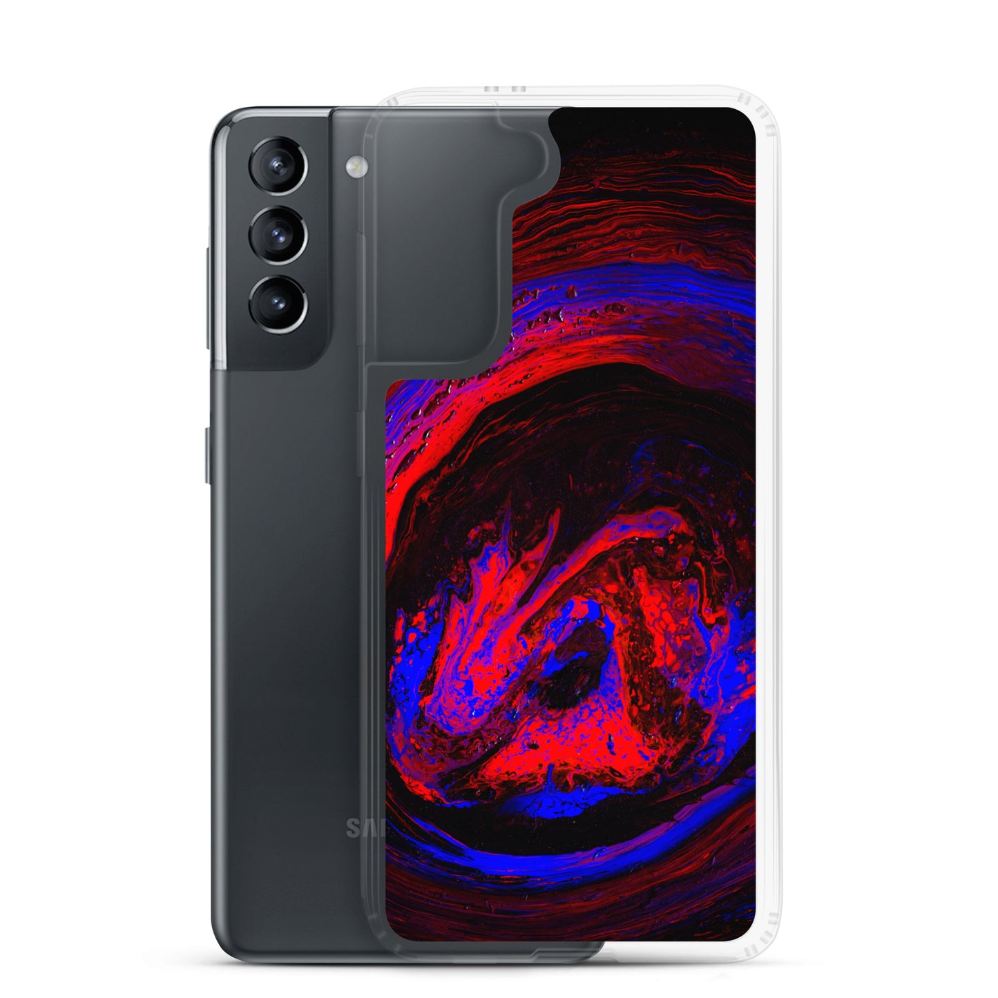 NightOwl Studio Custom Phone Case Compatible with Samsung Galaxy, Slim Cover for Wireless Charging, Drop and Scratch Resistant, Red Vortex