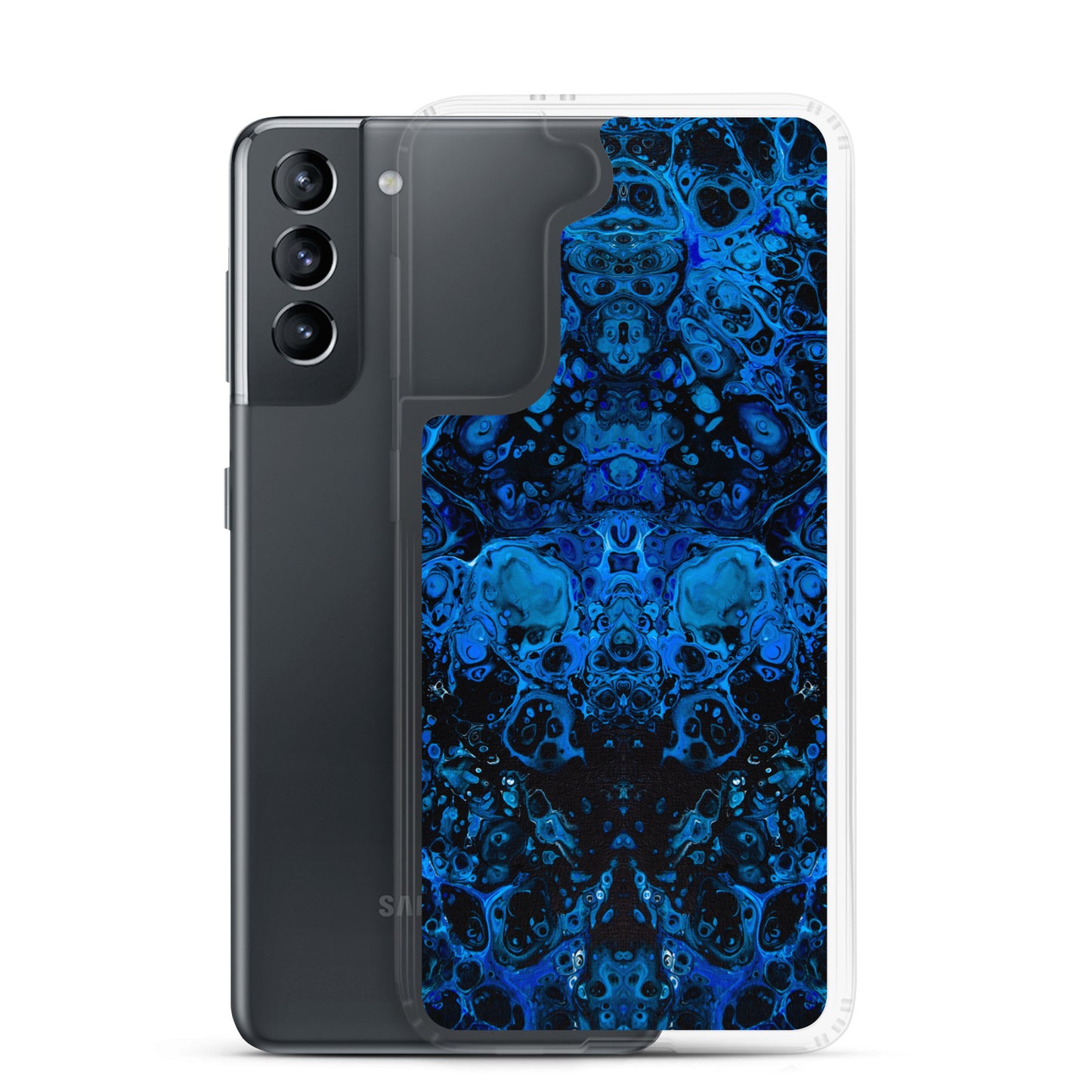 NightOwl Studio Custom Phone Case Compatible with Samsung Galaxy, Slim Cover for Wireless Charging, Drop and Scratch Resistant, Azul