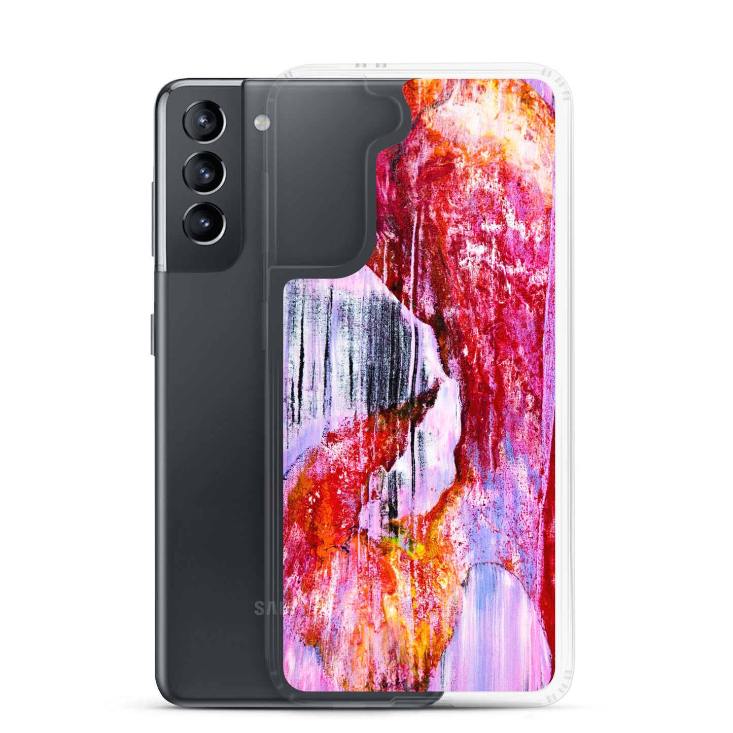 NightOwl Studio Custom Phone Case Compatible with Samsung Galaxy, Slim Cover for Wireless Charging, Drop and Scratch Resistant, Pink Rain