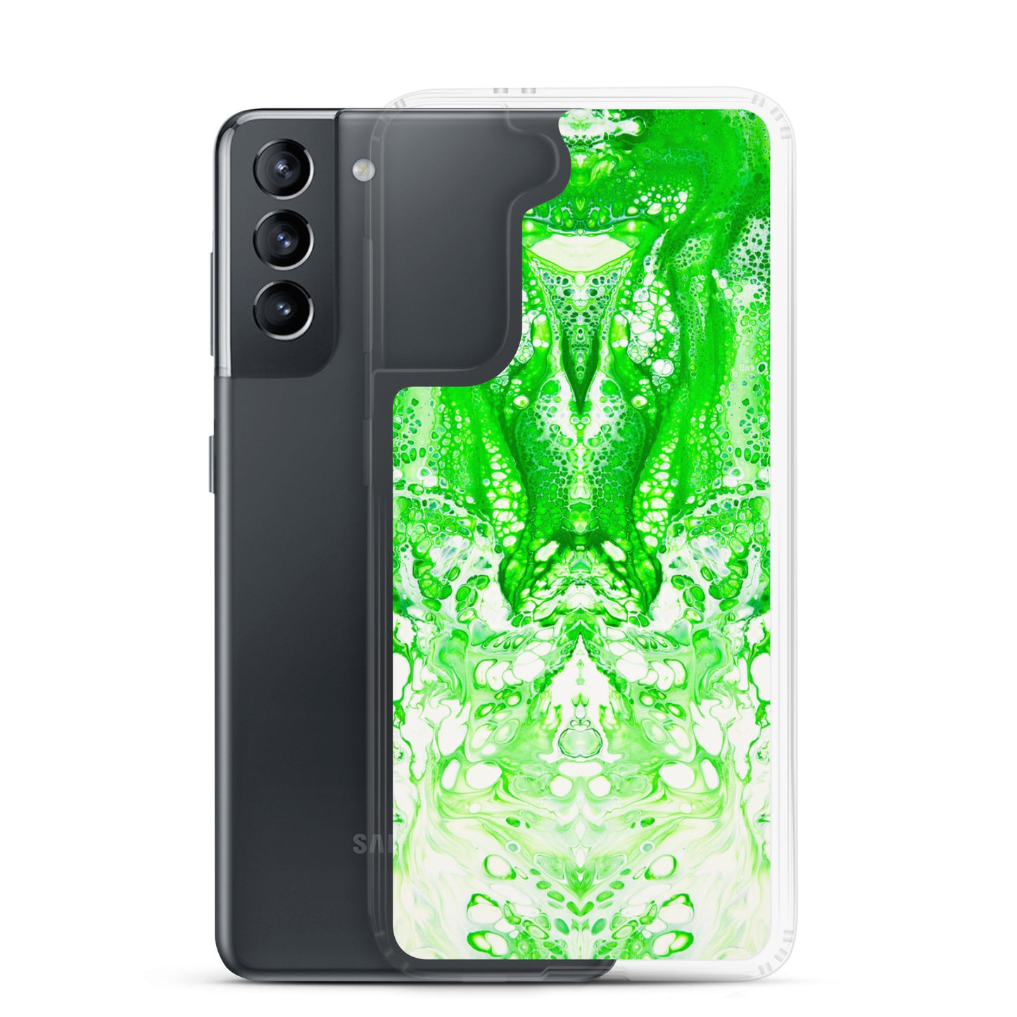 NightOwl Studio Custom Phone Case Compatible with Samsung Galaxy, Slim Cover for Wireless Charging, Drop and Scratch Resistant, Lime Time