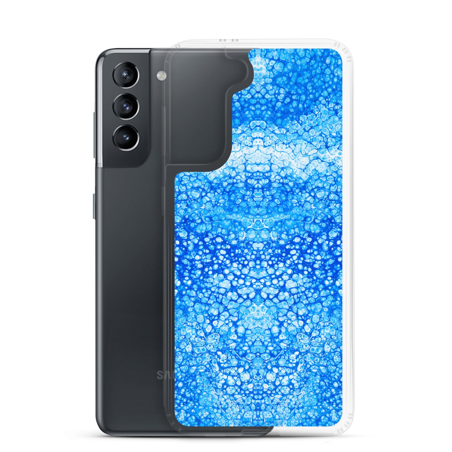 NightOwl Studio Custom Phone Case Compatible with Samsung Galaxy, Slim Cover for Wireless Charging, Drop and Scratch Resistant, Cryptic Blue