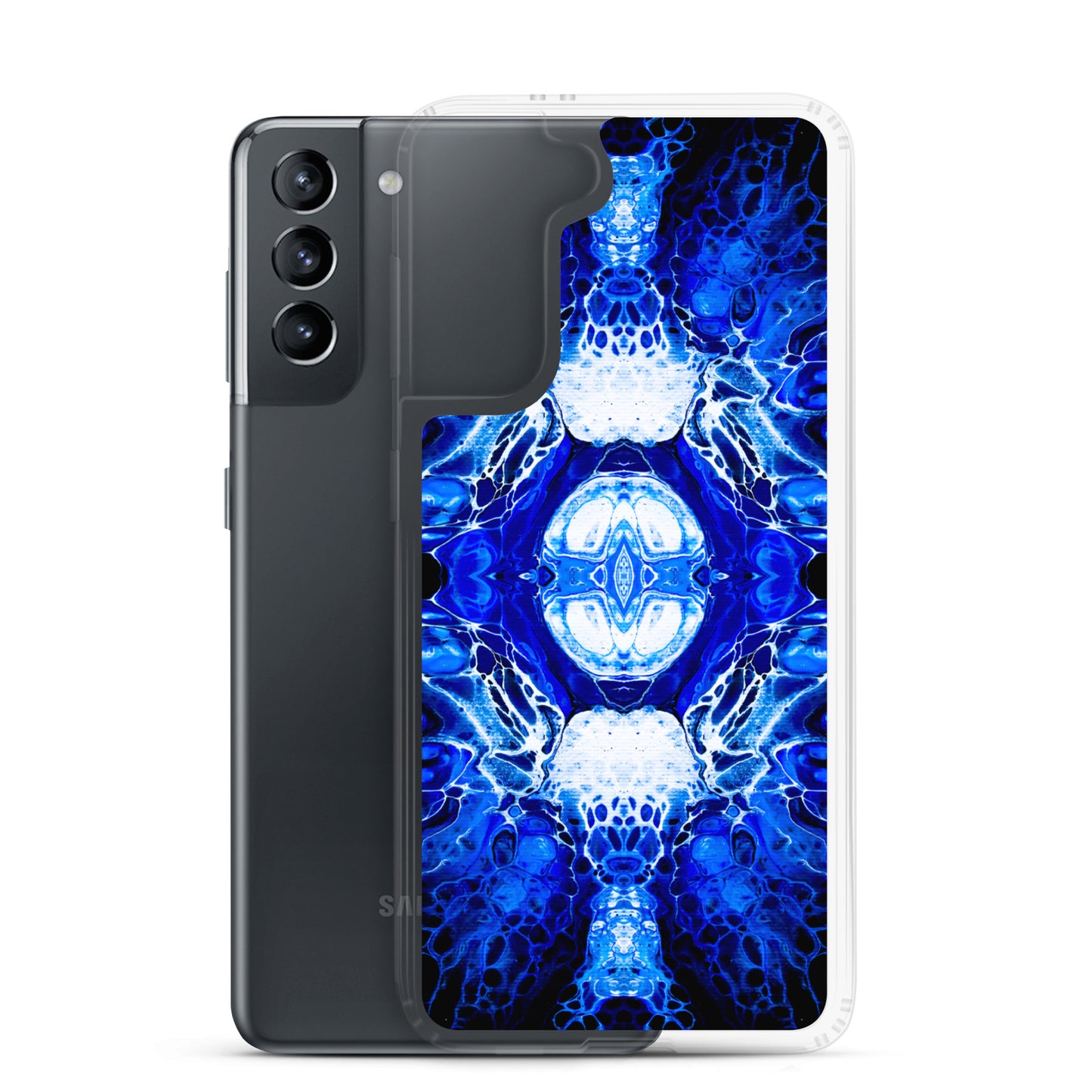 NightOwl Studio Custom Phone Case Compatible with Samsung Galaxy, Slim Cover for Wireless Charging, Drop and Scratch Resistant, Blue Nucleus