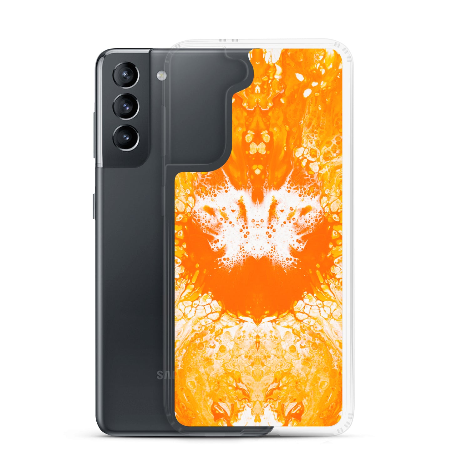 NightOwl Studio Custom Phone Case Compatible with Samsung Galaxy, Slim Cover for Wireless Charging, Drop and Scratch Resistant, Naranja