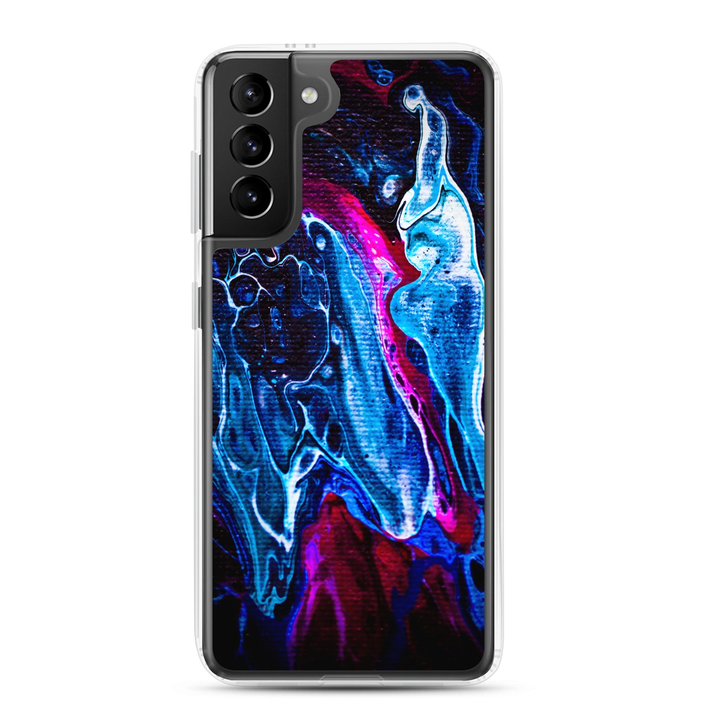 NightOwl Studio Custom Phone Case Compatible with Samsung Galaxy, Slim Cover for Wireless Charging, Drop and Scratch Resistant, Boho Art Colors, Blue Liquid