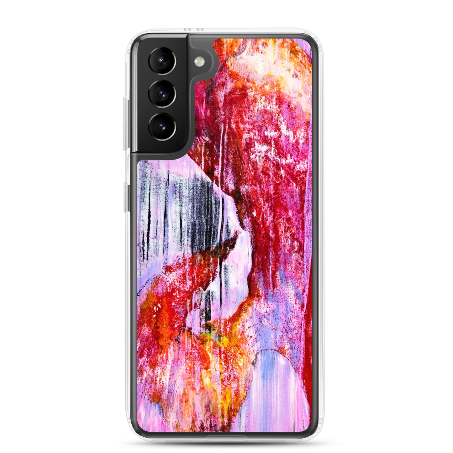 NightOwl Studio Custom Phone Case Compatible with Samsung Galaxy, Slim Cover for Wireless Charging, Drop and Scratch Resistant, Pink Rain