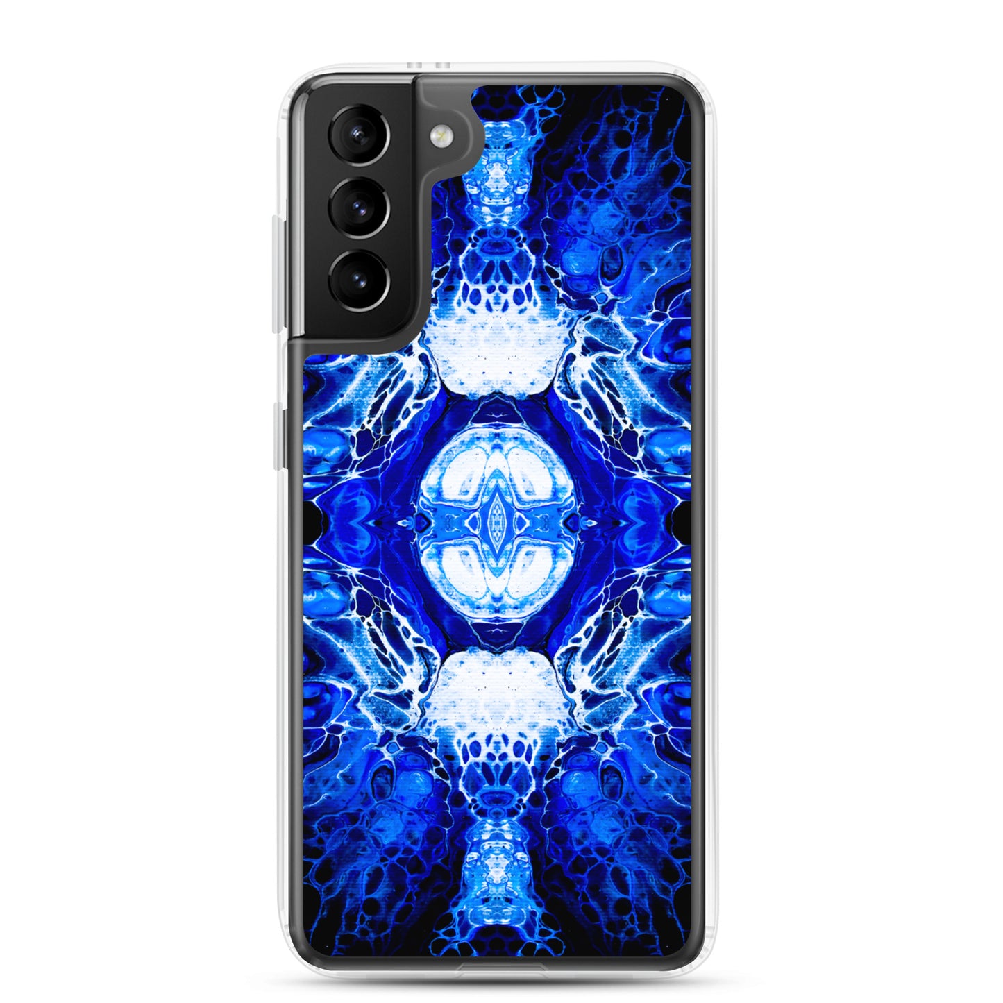 NightOwl Studio Custom Phone Case Compatible with Samsung Galaxy, Slim Cover for Wireless Charging, Drop and Scratch Resistant, Blue Nucleus