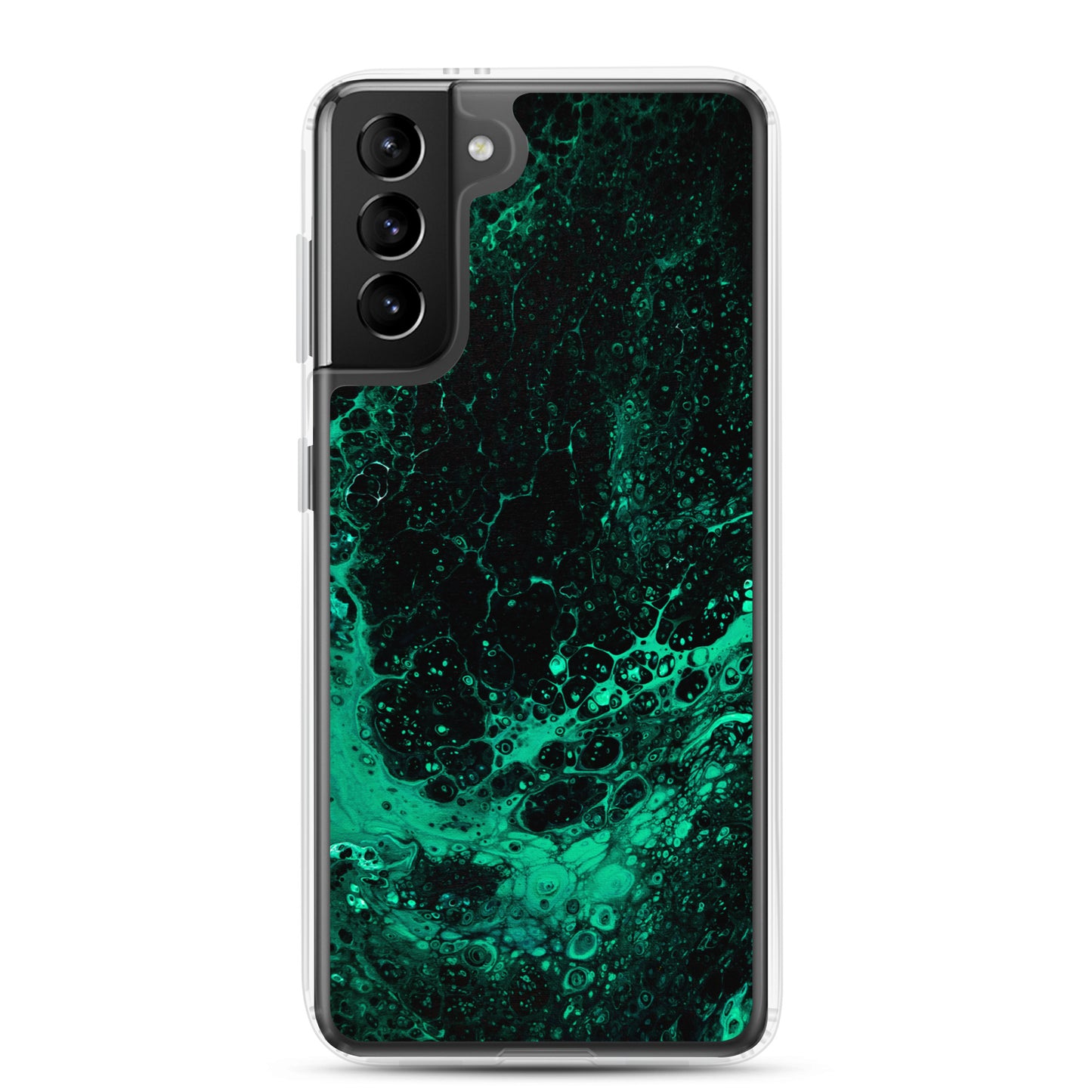 NightOwl Studio Custom Phone Case Compatible with Samsung Galaxy, Slim Cover for Wireless Charging, Drop and Scratch Resistant, Green Tide