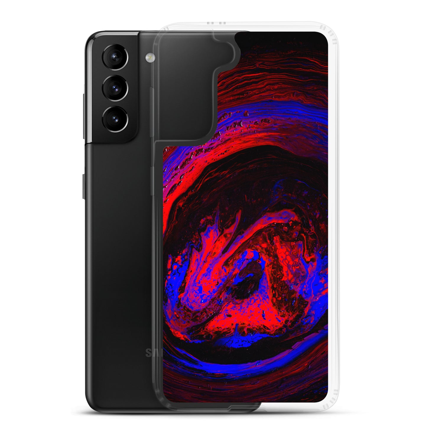 NightOwl Studio Custom Phone Case Compatible with Samsung Galaxy, Slim Cover for Wireless Charging, Drop and Scratch Resistant, Red Vortex