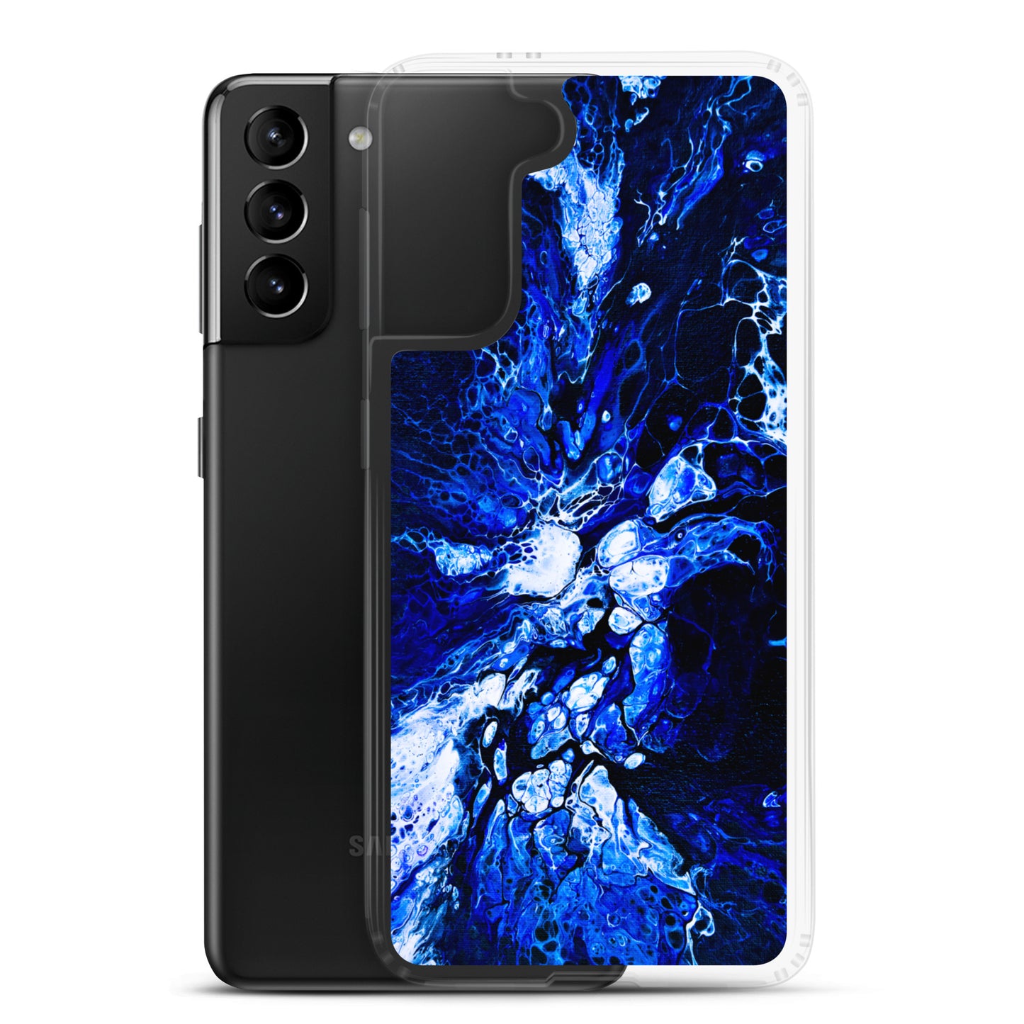 NightOwl Studio Custom Phone Case Compatible with Samsung Galaxy, Slim Cover for Wireless Charging, Drop and Scratch Resistant, Blue Burst