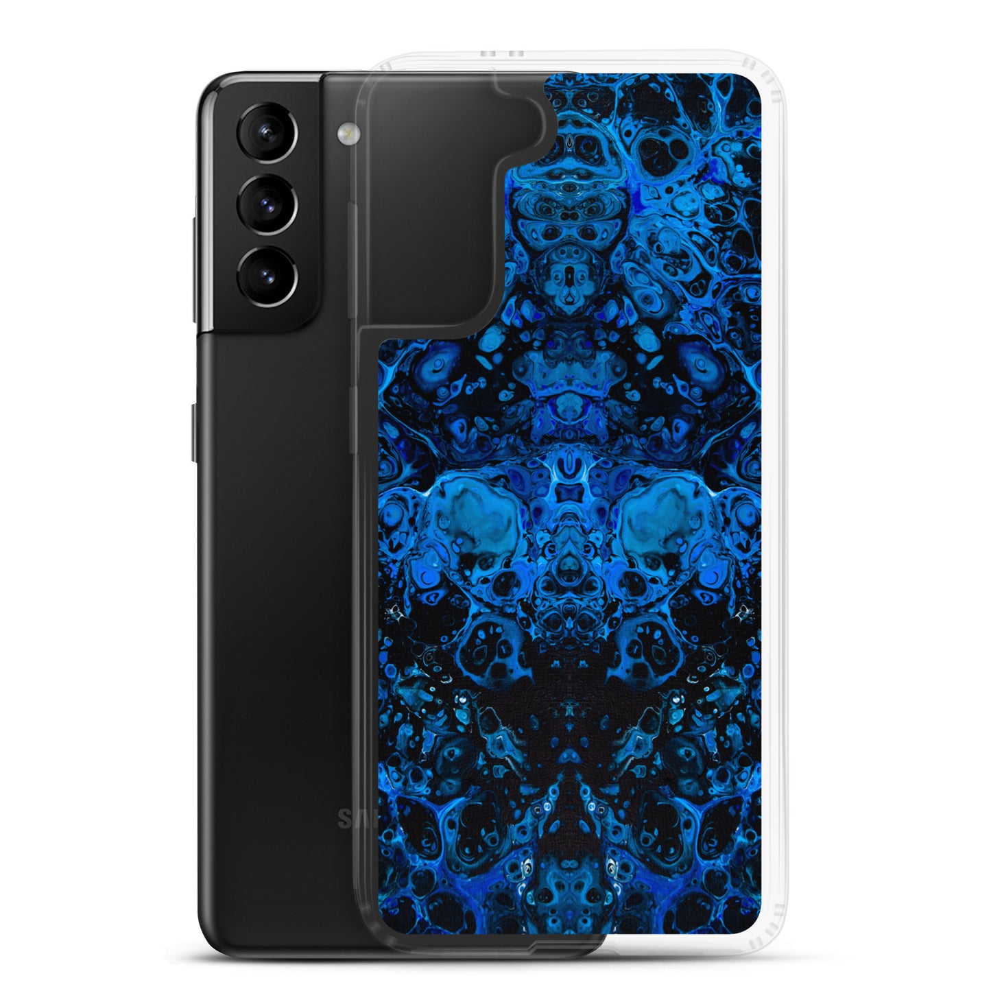 NightOwl Studio Custom Phone Case Compatible with Samsung Galaxy, Slim Cover for Wireless Charging, Drop and Scratch Resistant, Azul