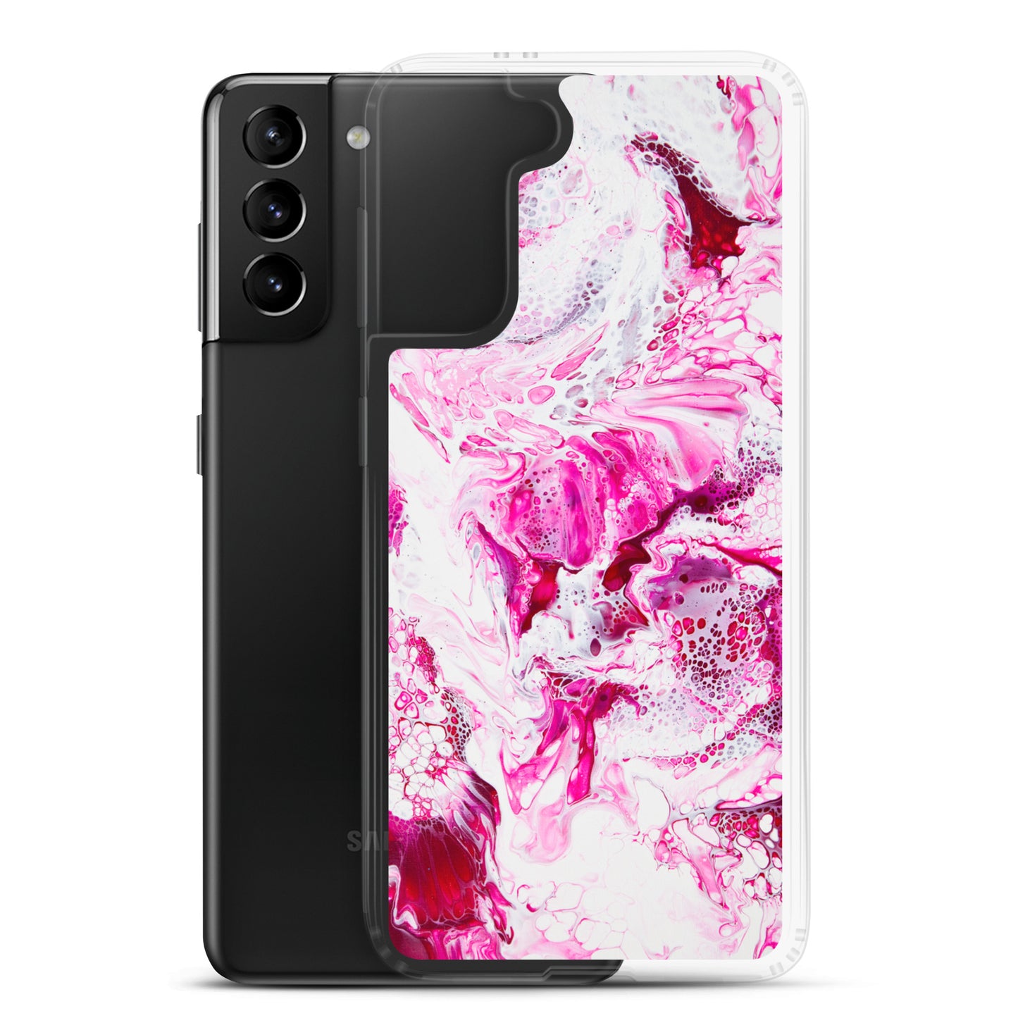 NightOwl Studio Custom Phone Case Compatible with Samsung Galaxy, Slim Cover for Wireless Charging, Drop and Scratch Resistant, Pink Distortion