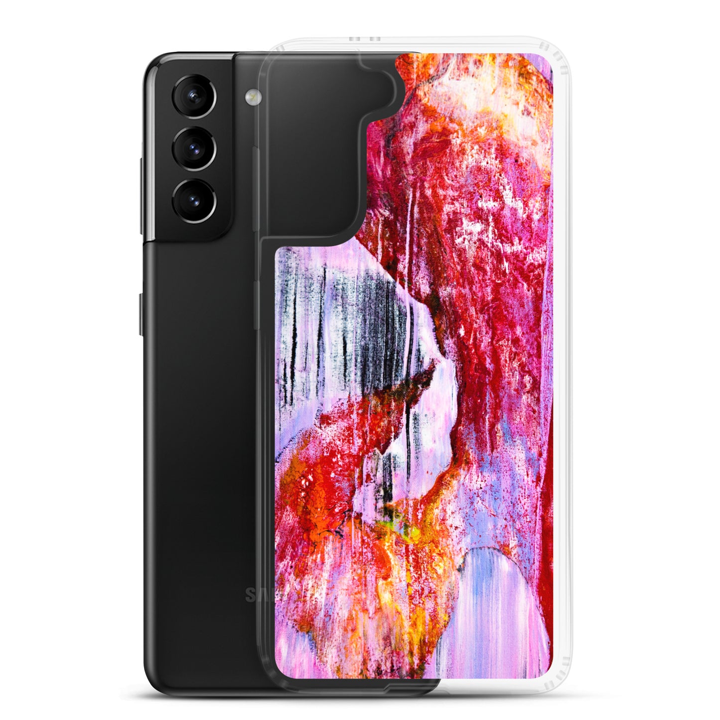 NightOwl Studio Custom Phone Case Compatible with Samsung Galaxy, Slim Cover for Wireless Charging, Drop and Scratch Resistant, Pink Rain