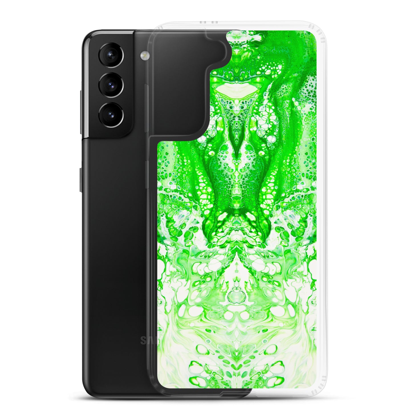 NightOwl Studio Custom Phone Case Compatible with Samsung Galaxy, Slim Cover for Wireless Charging, Drop and Scratch Resistant, Lime Time