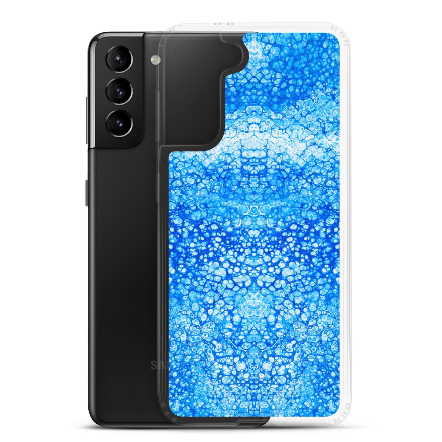 NightOwl Studio Custom Phone Case Compatible with Samsung Galaxy, Slim Cover for Wireless Charging, Drop and Scratch Resistant, Cryptic Blue