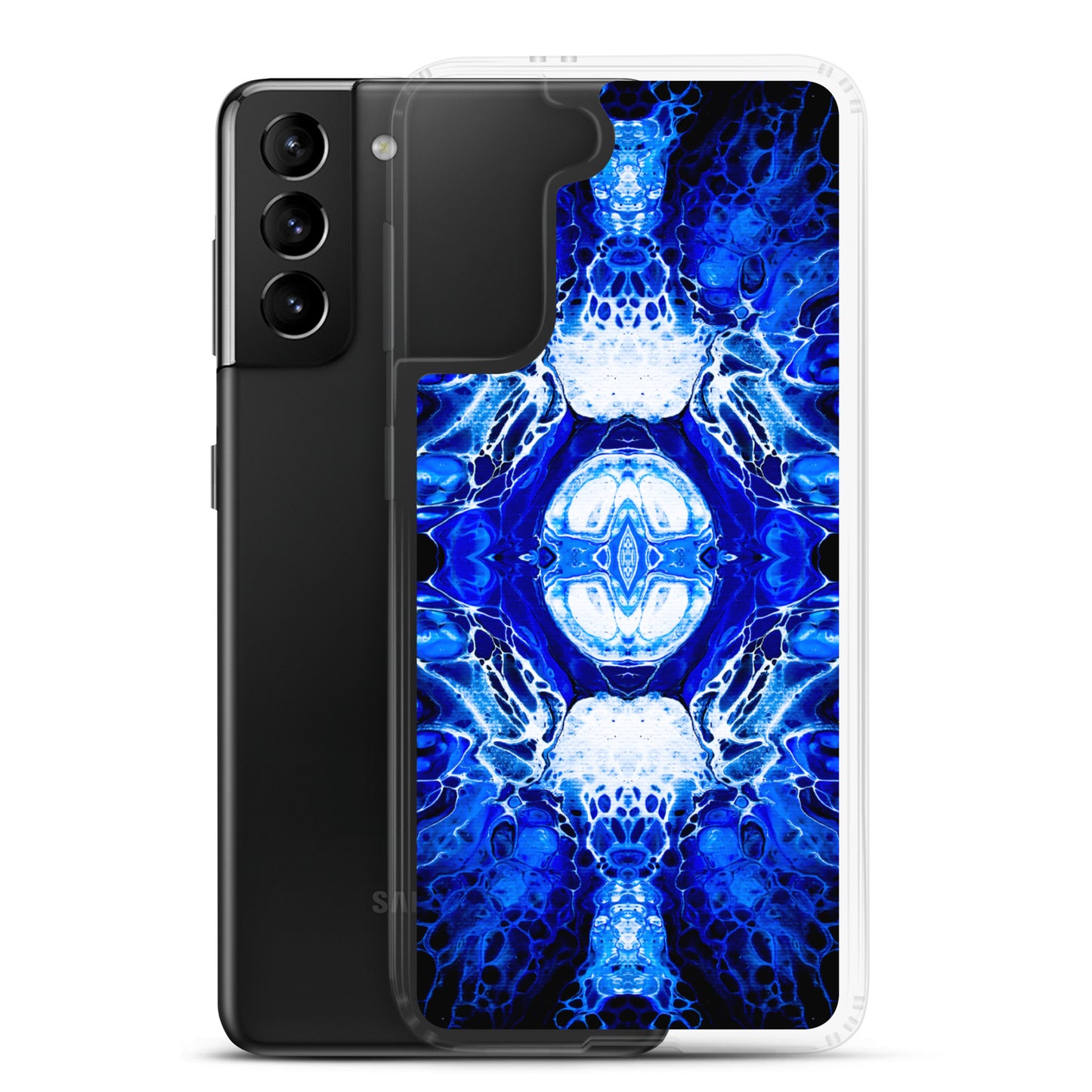 NightOwl Studio Custom Phone Case Compatible with Samsung Galaxy, Slim Cover for Wireless Charging, Drop and Scratch Resistant, Blue Nucleus