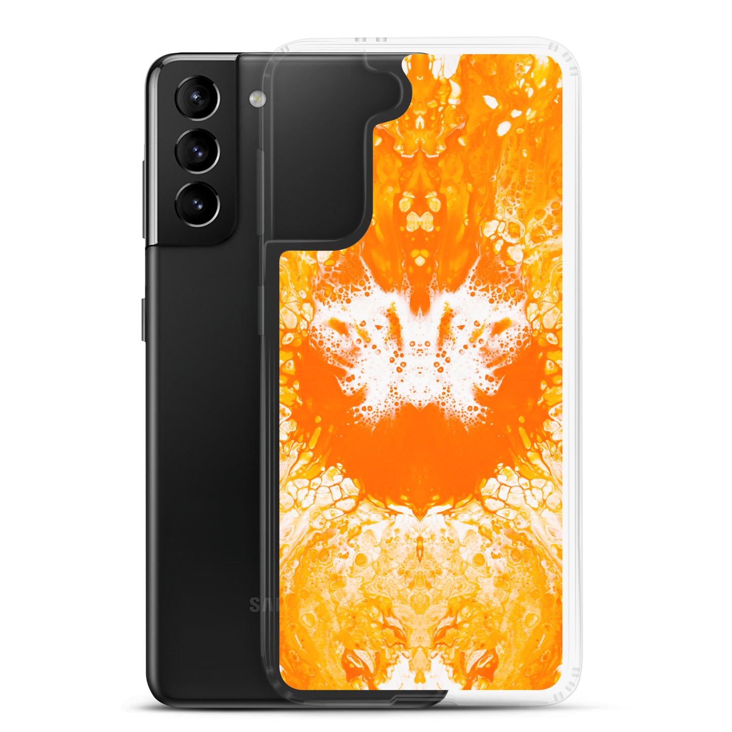 NightOwl Studio Custom Phone Case Compatible with Samsung Galaxy, Slim Cover for Wireless Charging, Drop and Scratch Resistant, Naranja