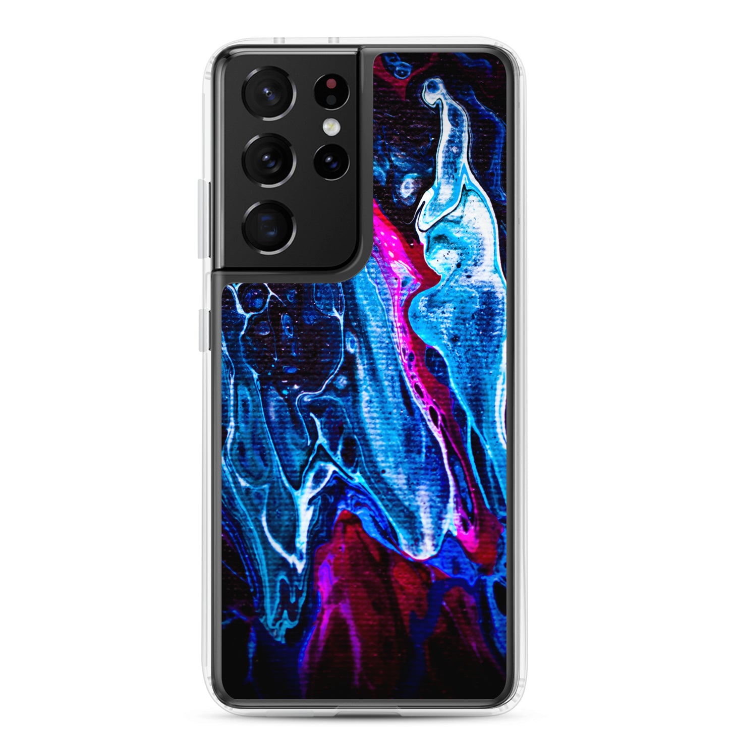 NightOwl Studio Custom Phone Case Compatible with Samsung Galaxy, Slim Cover for Wireless Charging, Drop and Scratch Resistant, Boho Art Colors, Blue Liquid