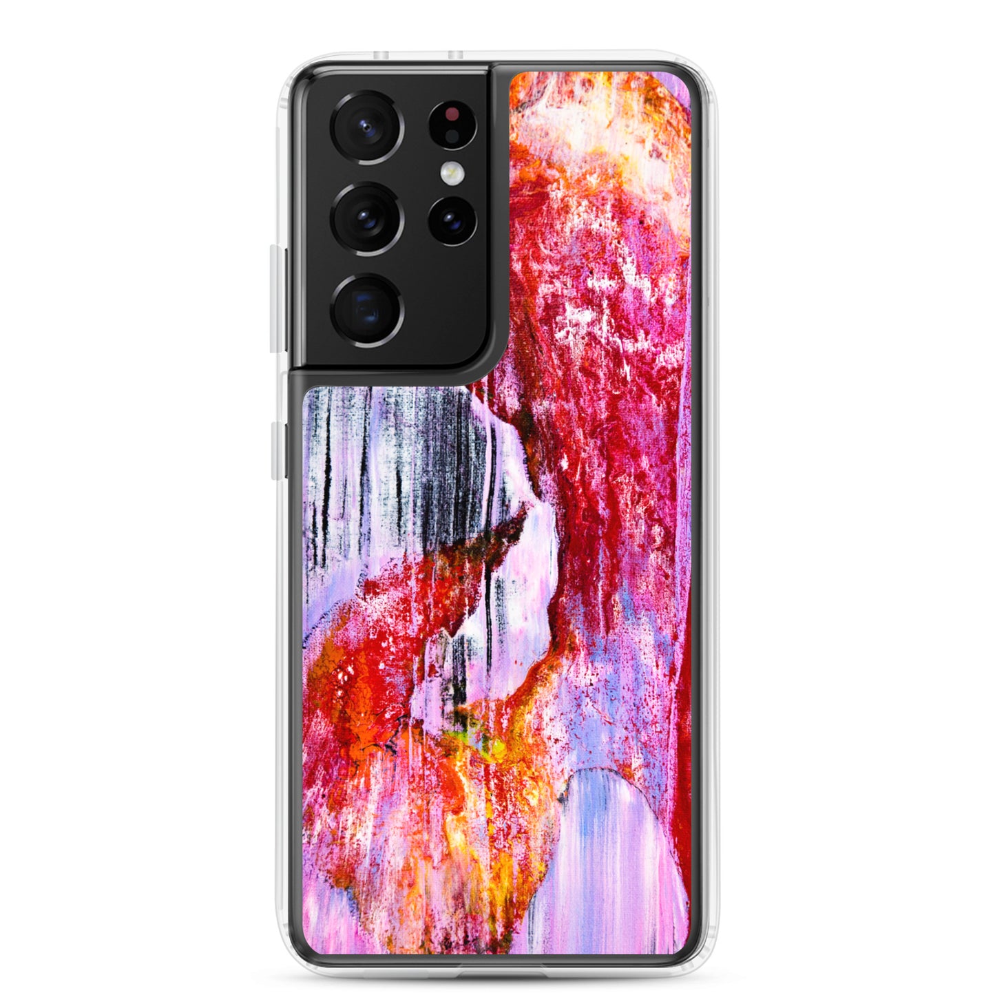 NightOwl Studio Custom Phone Case Compatible with Samsung Galaxy, Slim Cover for Wireless Charging, Drop and Scratch Resistant, Pink Rain