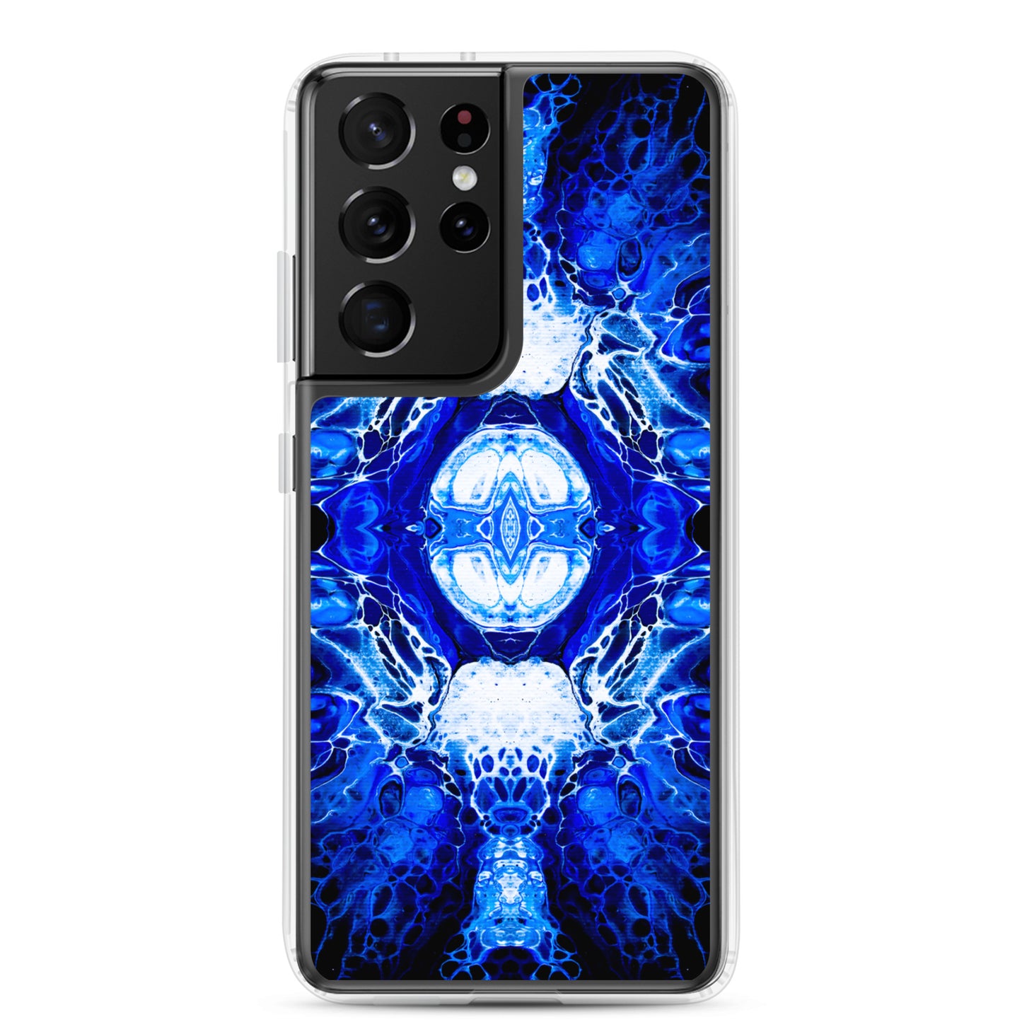 NightOwl Studio Custom Phone Case Compatible with Samsung Galaxy, Slim Cover for Wireless Charging, Drop and Scratch Resistant, Blue Nucleus