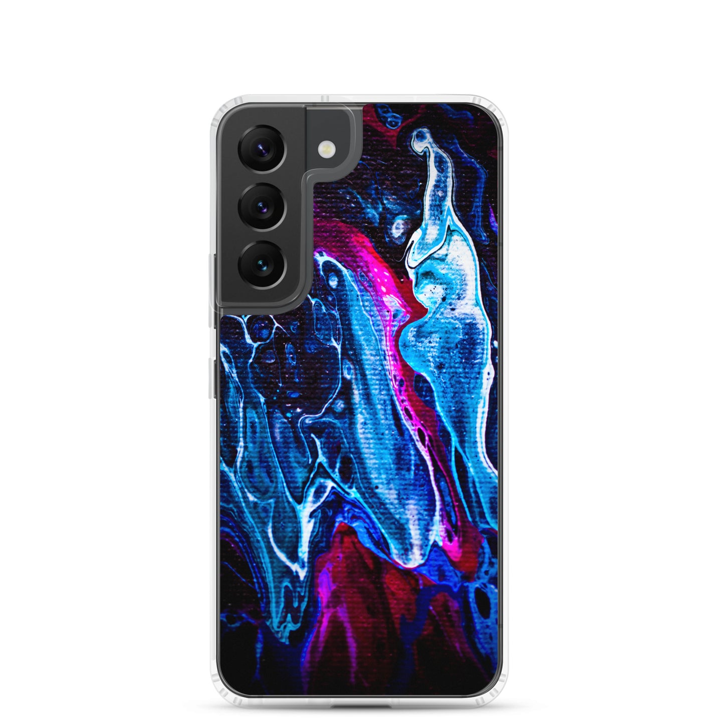 NightOwl Studio Custom Phone Case Compatible with Samsung Galaxy, Slim Cover for Wireless Charging, Drop and Scratch Resistant, Boho Art Colors, Blue Liquid