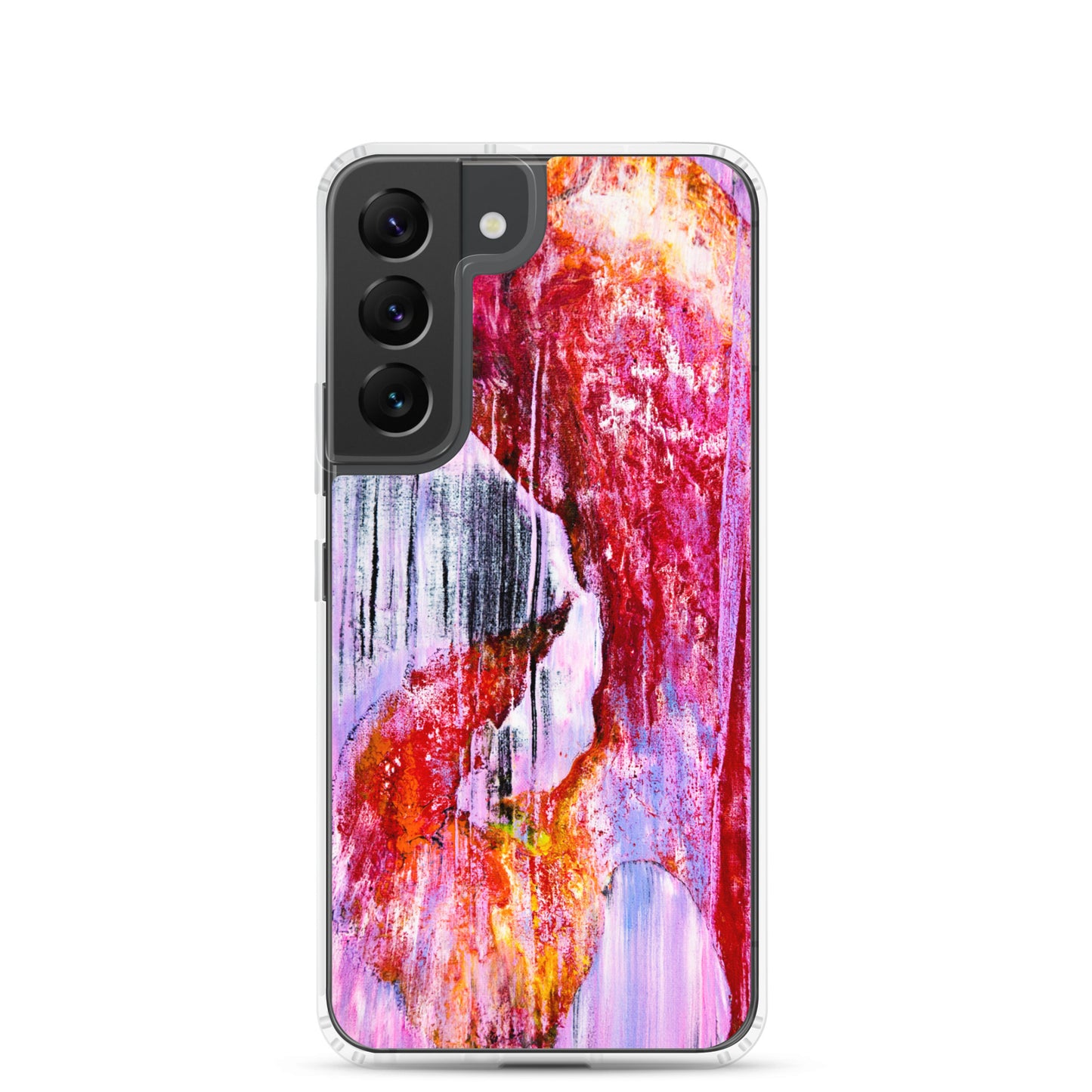 NightOwl Studio Custom Phone Case Compatible with Samsung Galaxy, Slim Cover for Wireless Charging, Drop and Scratch Resistant, Pink Rain