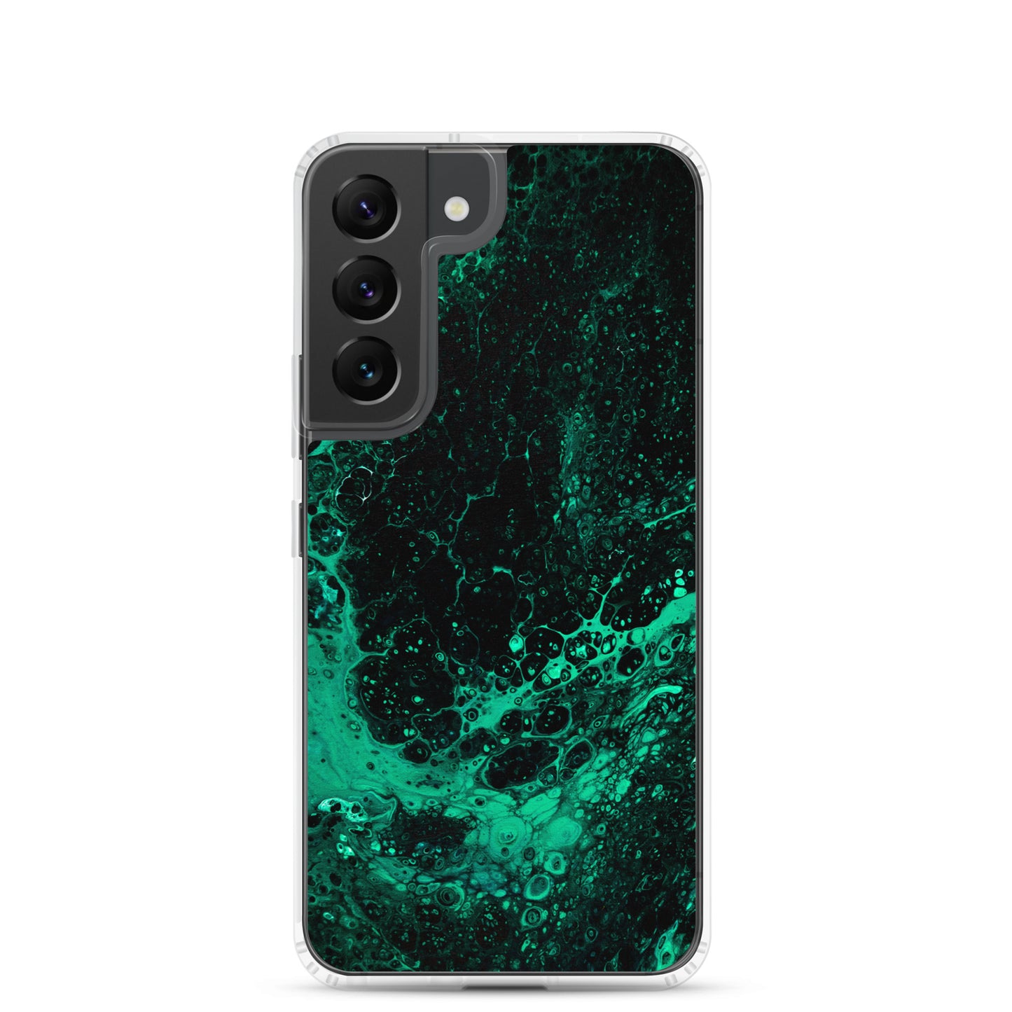 NightOwl Studio Custom Phone Case Compatible with Samsung Galaxy, Slim Cover for Wireless Charging, Drop and Scratch Resistant, Green Tide