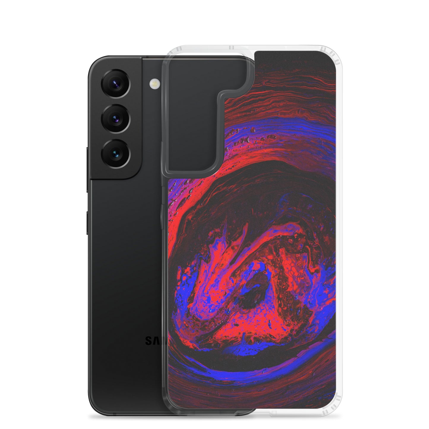 NightOwl Studio Custom Phone Case Compatible with Samsung Galaxy, Slim Cover for Wireless Charging, Drop and Scratch Resistant, Red Vortex