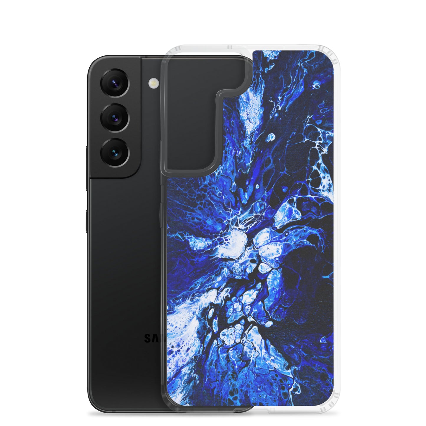 NightOwl Studio Custom Phone Case Compatible with Samsung Galaxy, Slim Cover for Wireless Charging, Drop and Scratch Resistant, Blue Burst