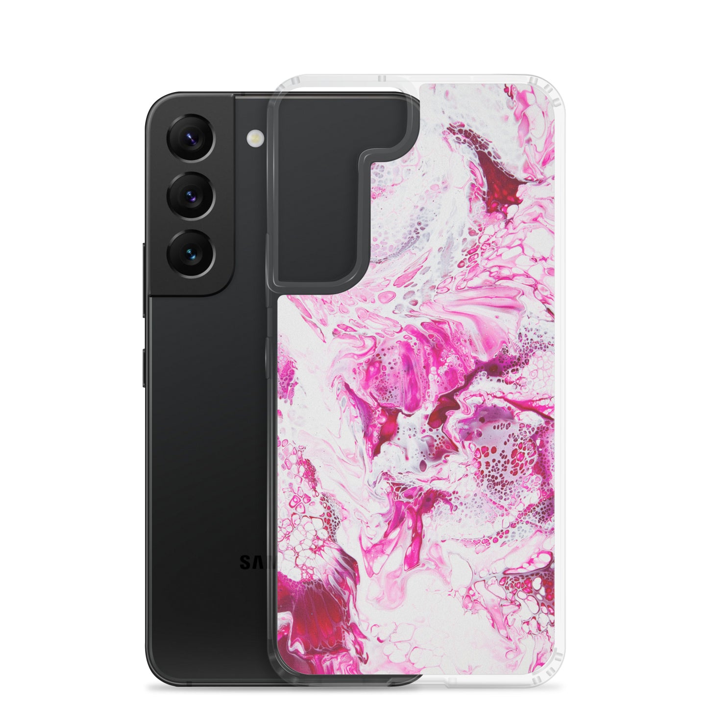 NightOwl Studio Custom Phone Case Compatible with Samsung Galaxy, Slim Cover for Wireless Charging, Drop and Scratch Resistant, Pink Distortion