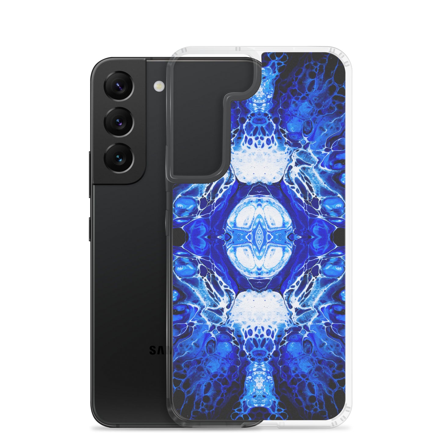 NightOwl Studio Custom Phone Case Compatible with Samsung Galaxy, Slim Cover for Wireless Charging, Drop and Scratch Resistant, Blue Nucleus