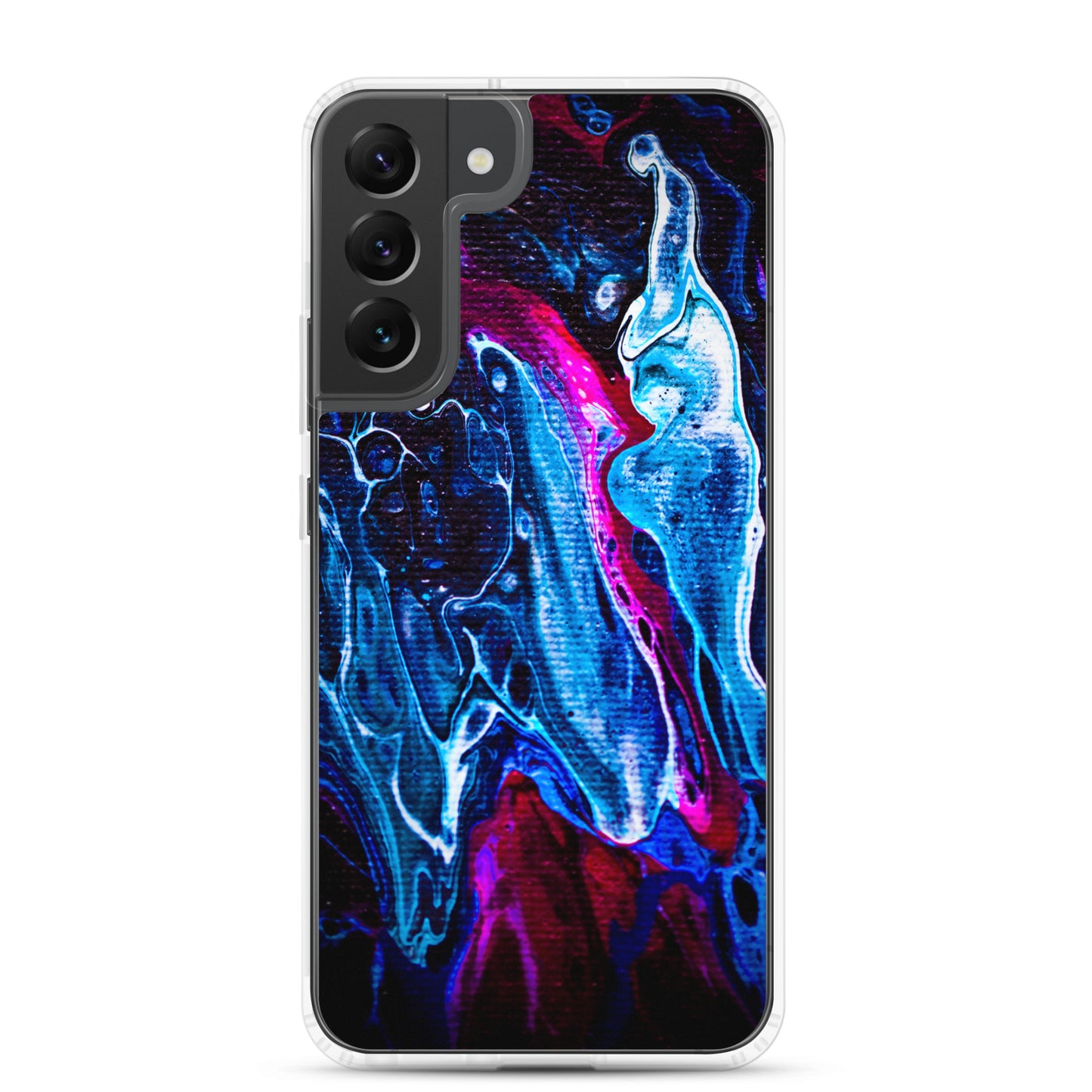 NightOwl Studio Custom Phone Case Compatible with Samsung Galaxy, Slim Cover for Wireless Charging, Drop and Scratch Resistant, Boho Art Colors, Blue Liquid