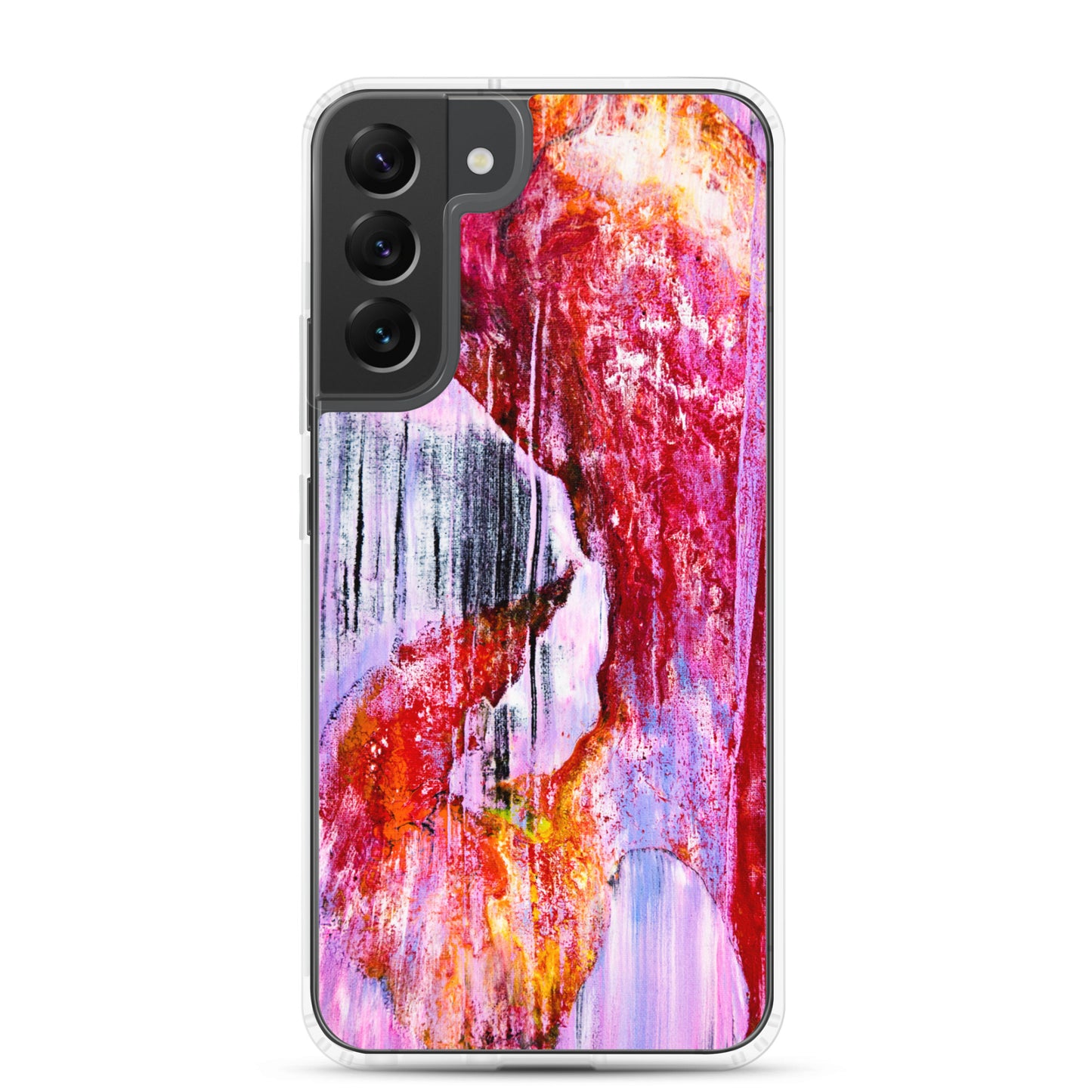 NightOwl Studio Custom Phone Case Compatible with Samsung Galaxy, Slim Cover for Wireless Charging, Drop and Scratch Resistant, Pink Rain