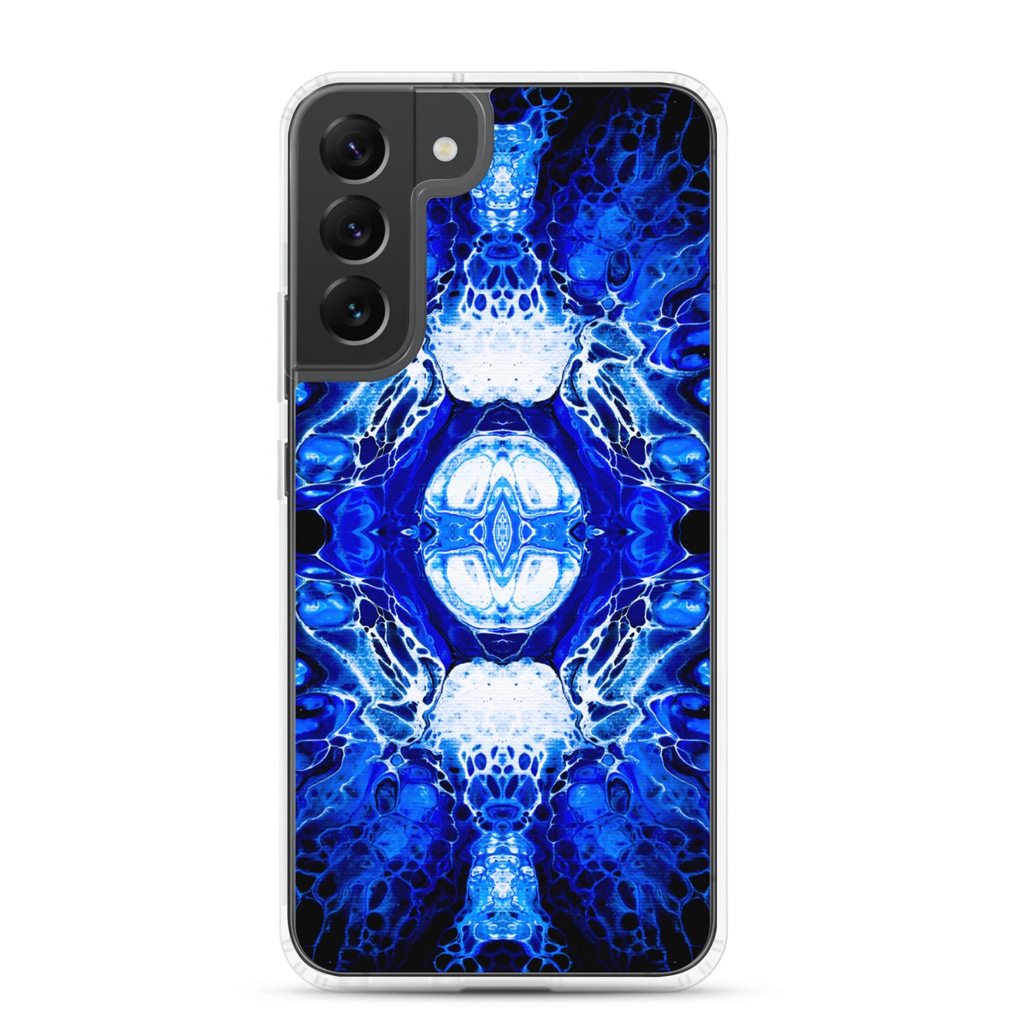 NightOwl Studio Custom Phone Case Compatible with Samsung Galaxy, Slim Cover for Wireless Charging, Drop and Scratch Resistant, Blue Nucleus