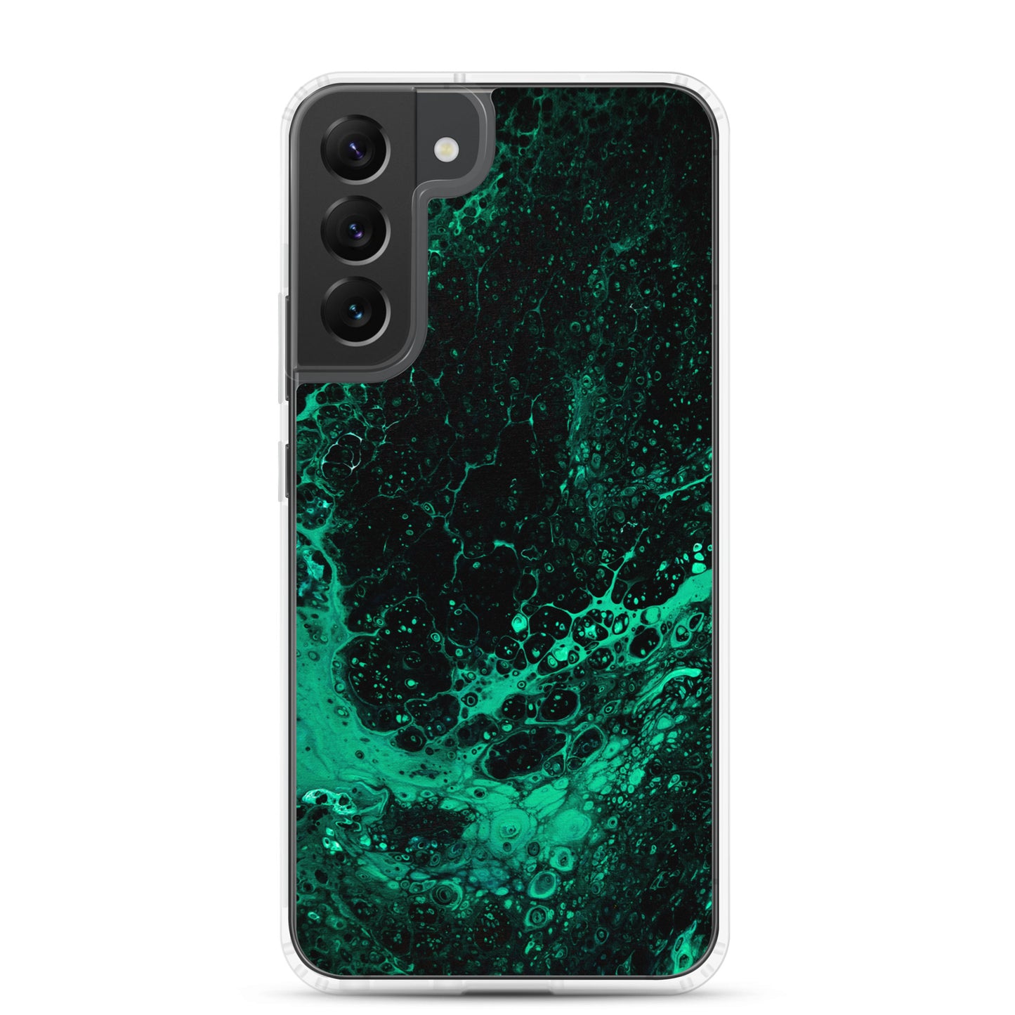 NightOwl Studio Custom Phone Case Compatible with Samsung Galaxy, Slim Cover for Wireless Charging, Drop and Scratch Resistant, Green Tide