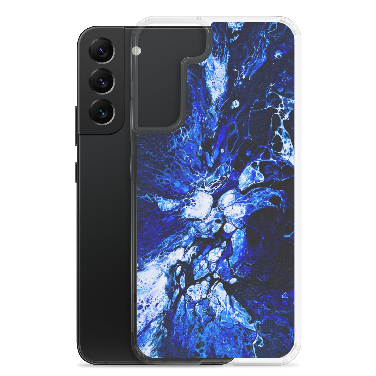 NightOwl Studio Custom Phone Case Compatible with Samsung Galaxy, Slim Cover for Wireless Charging, Drop and Scratch Resistant, Blue Burst