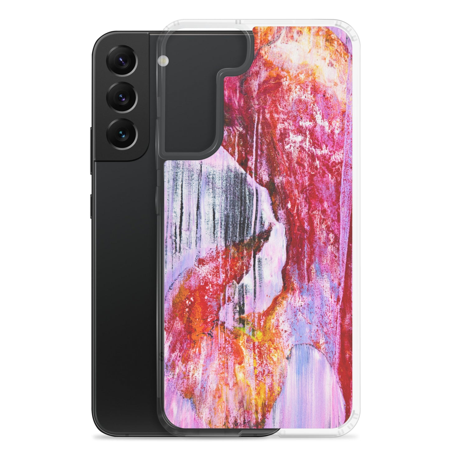 NightOwl Studio Custom Phone Case Compatible with Samsung Galaxy, Slim Cover for Wireless Charging, Drop and Scratch Resistant, Pink Rain