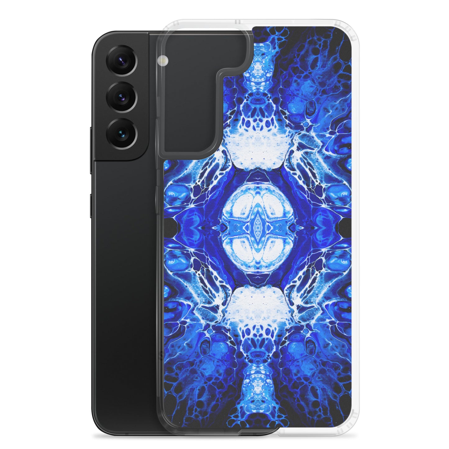 NightOwl Studio Custom Phone Case Compatible with Samsung Galaxy, Slim Cover for Wireless Charging, Drop and Scratch Resistant, Blue Nucleus