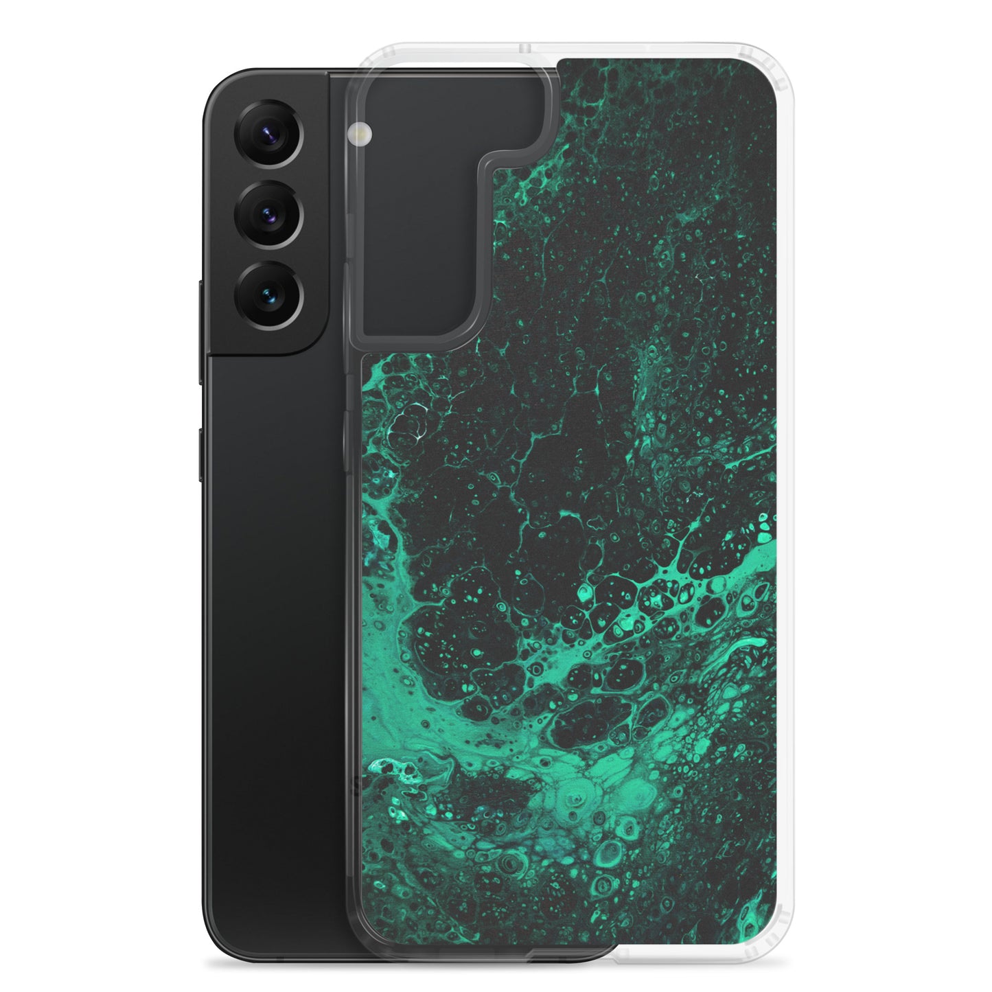 NightOwl Studio Custom Phone Case Compatible with Samsung Galaxy, Slim Cover for Wireless Charging, Drop and Scratch Resistant, Green Tide