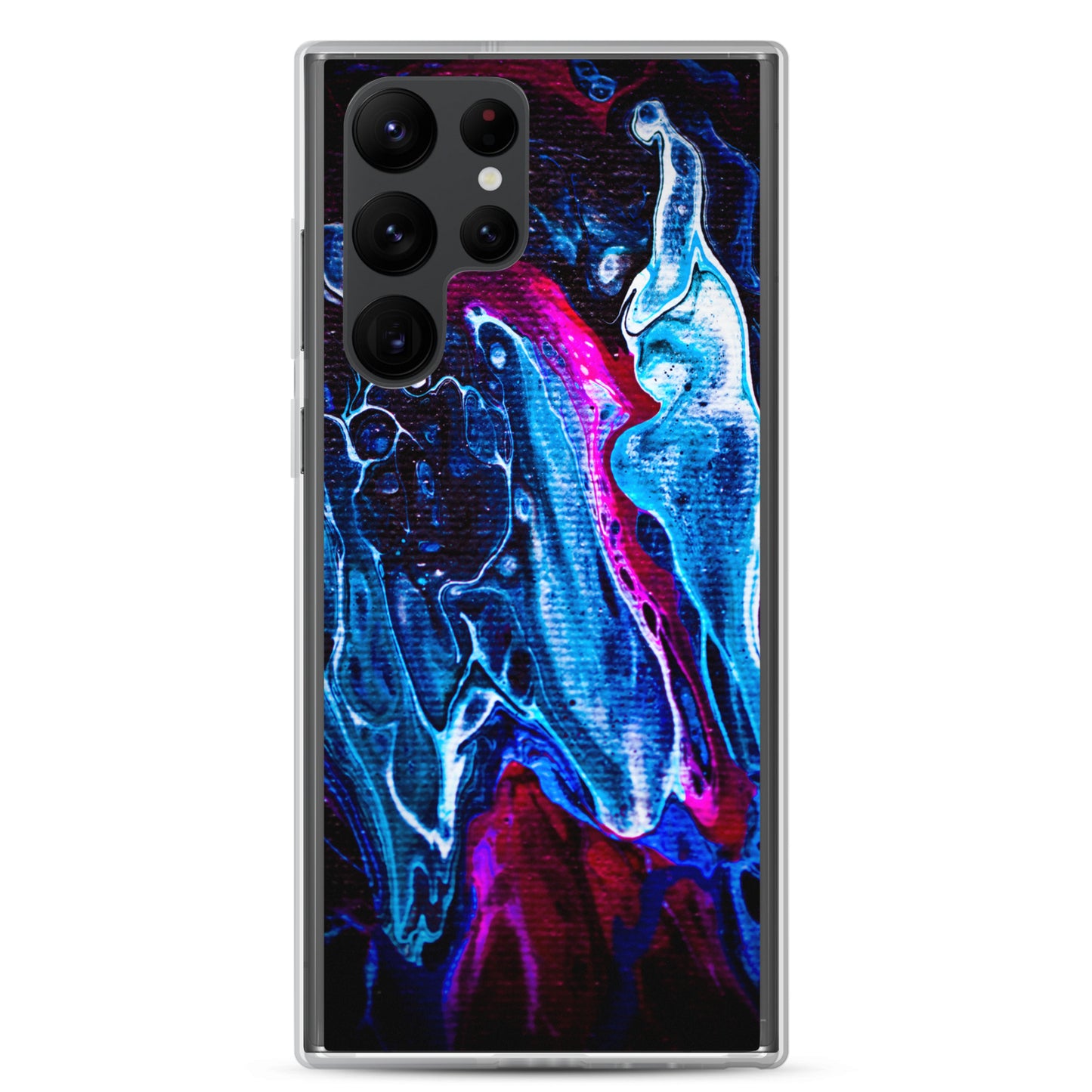 NightOwl Studio Custom Phone Case Compatible with Samsung Galaxy, Slim Cover for Wireless Charging, Drop and Scratch Resistant, Boho Art Colors, Blue Liquid