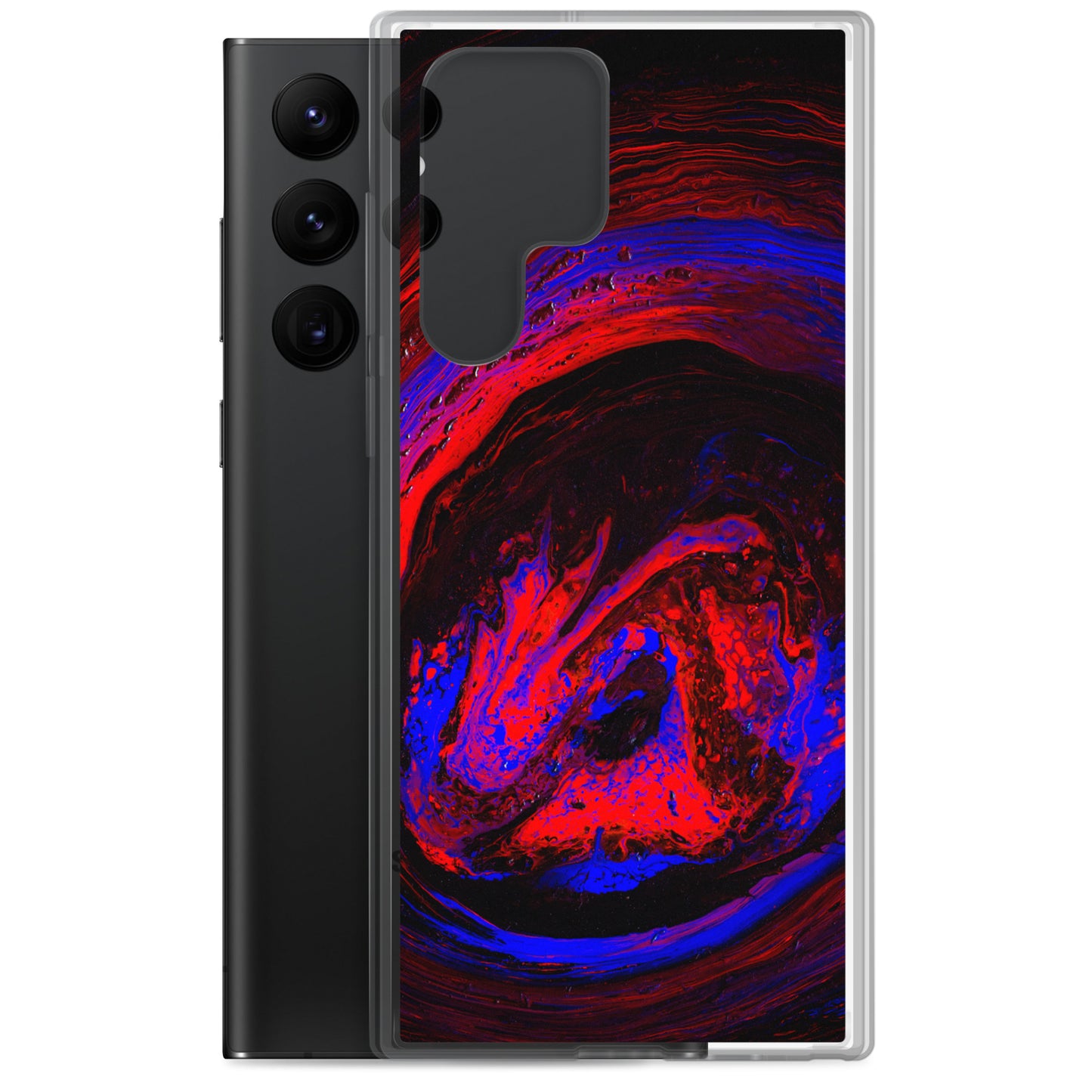 NightOwl Studio Custom Phone Case Compatible with Samsung Galaxy, Slim Cover for Wireless Charging, Drop and Scratch Resistant, Red Vortex