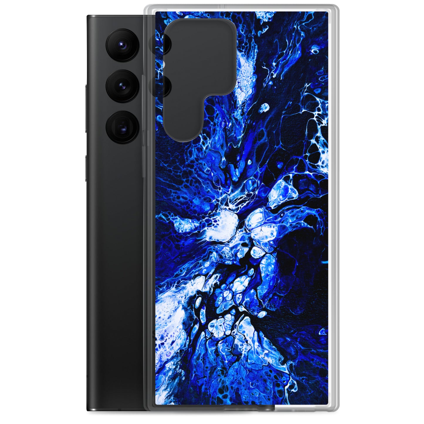 NightOwl Studio Custom Phone Case Compatible with Samsung Galaxy, Slim Cover for Wireless Charging, Drop and Scratch Resistant, Blue Burst