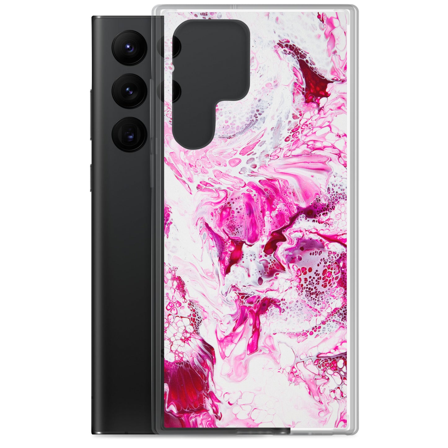 NightOwl Studio Custom Phone Case Compatible with Samsung Galaxy, Slim Cover for Wireless Charging, Drop and Scratch Resistant, Pink Distortion