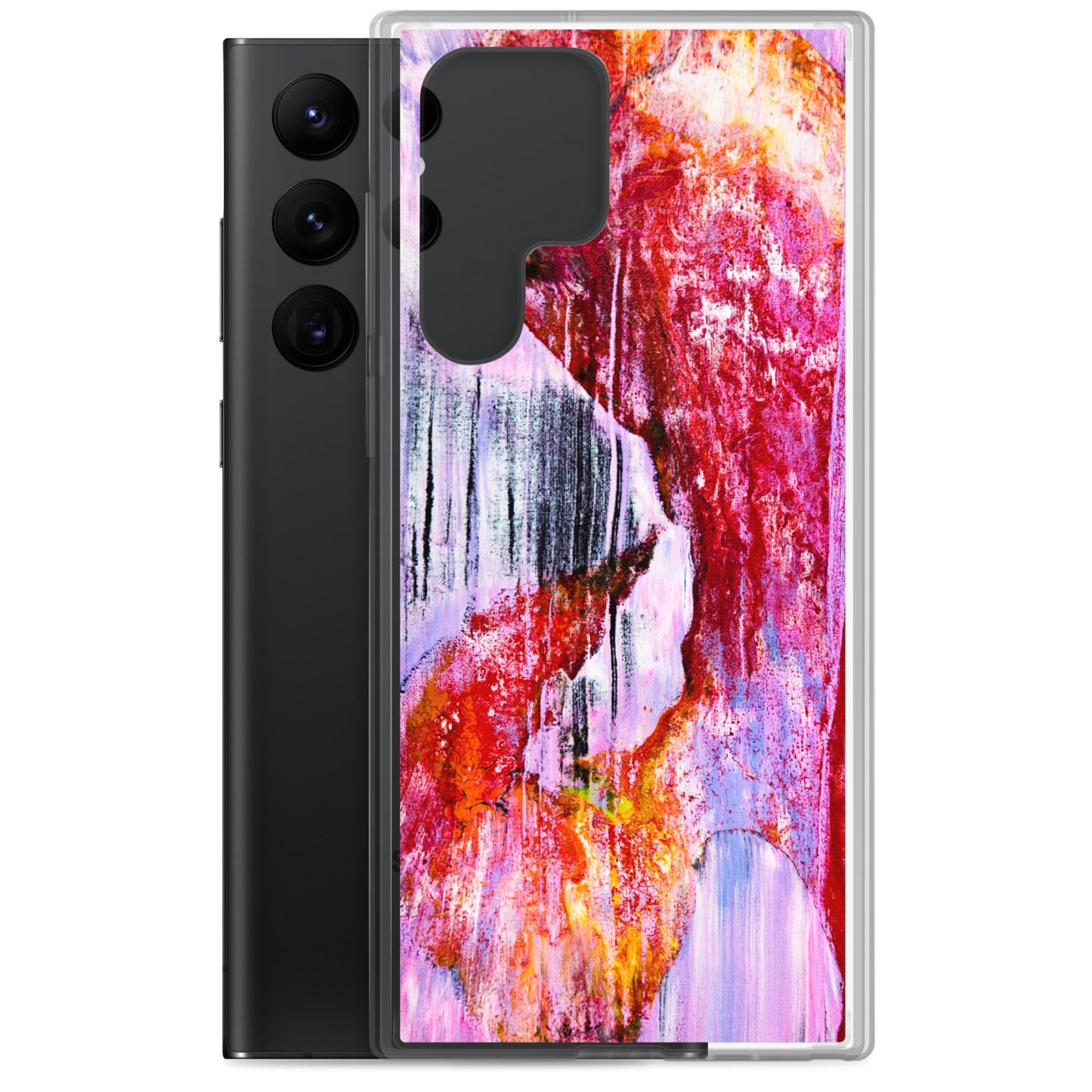 NightOwl Studio Custom Phone Case Compatible with Samsung Galaxy, Slim Cover for Wireless Charging, Drop and Scratch Resistant, Pink Rain