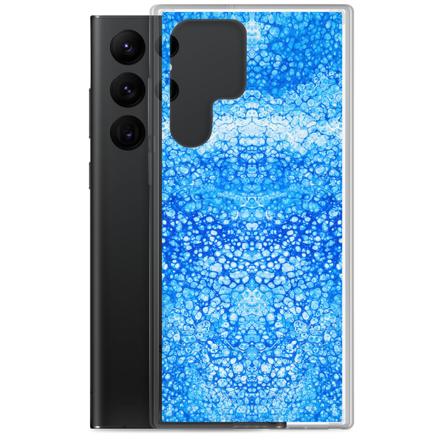 NightOwl Studio Custom Phone Case Compatible with Samsung Galaxy, Slim Cover for Wireless Charging, Drop and Scratch Resistant, Cryptic Blue