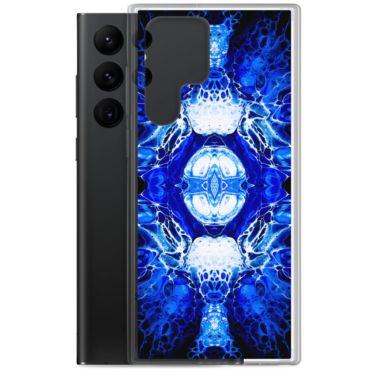 NightOwl Studio Custom Phone Case Compatible with Samsung Galaxy, Slim Cover for Wireless Charging, Drop and Scratch Resistant, Blue Nucleus